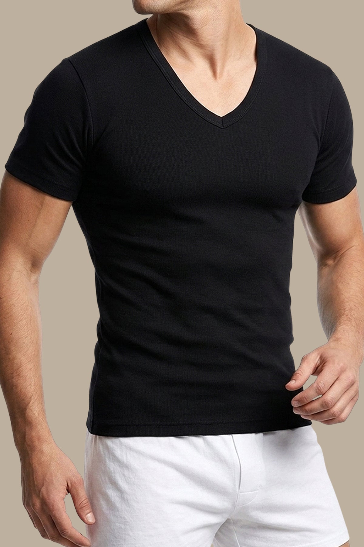 Black V-Neck Underwear Tee