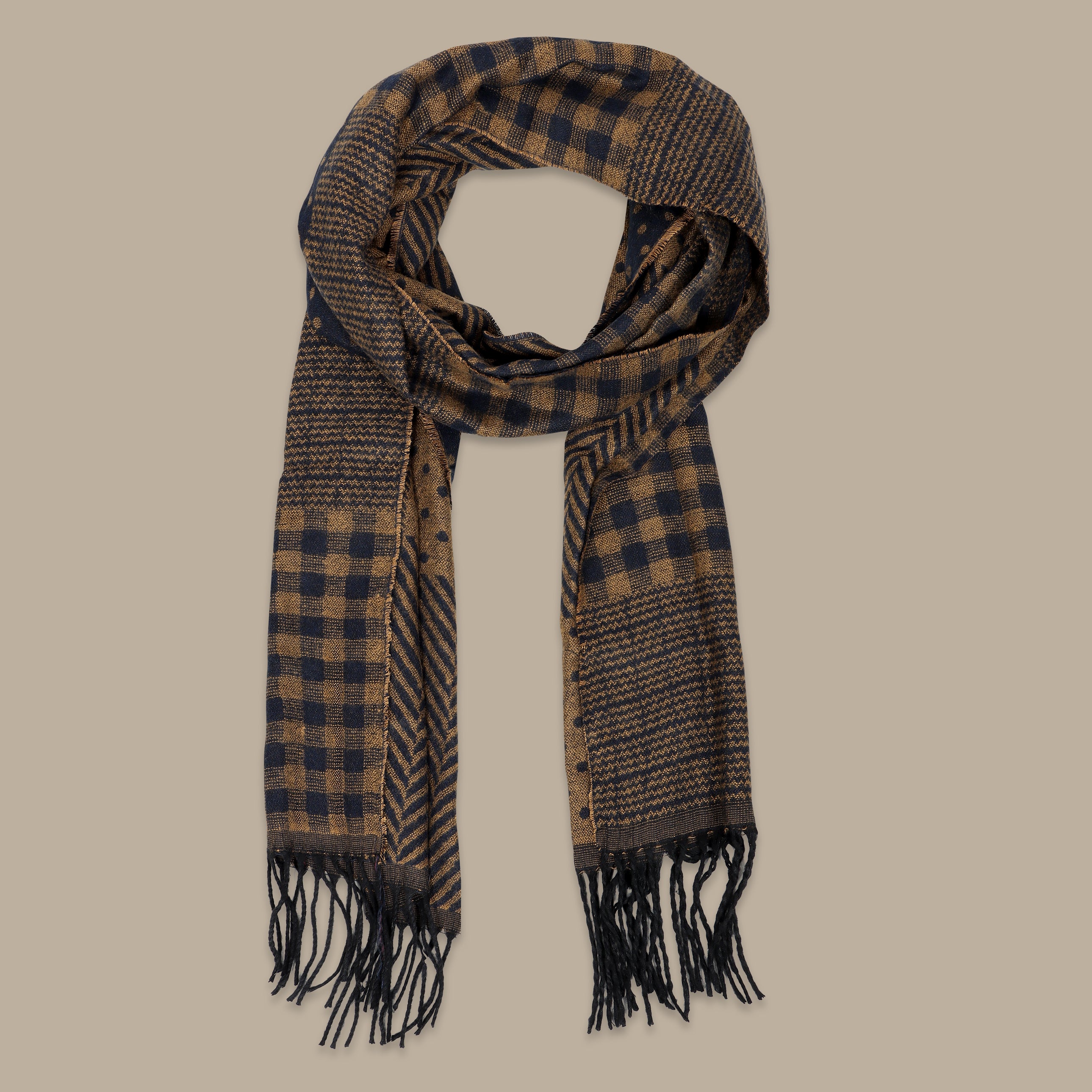 Havané Scarf with Mixed Navy Pattern