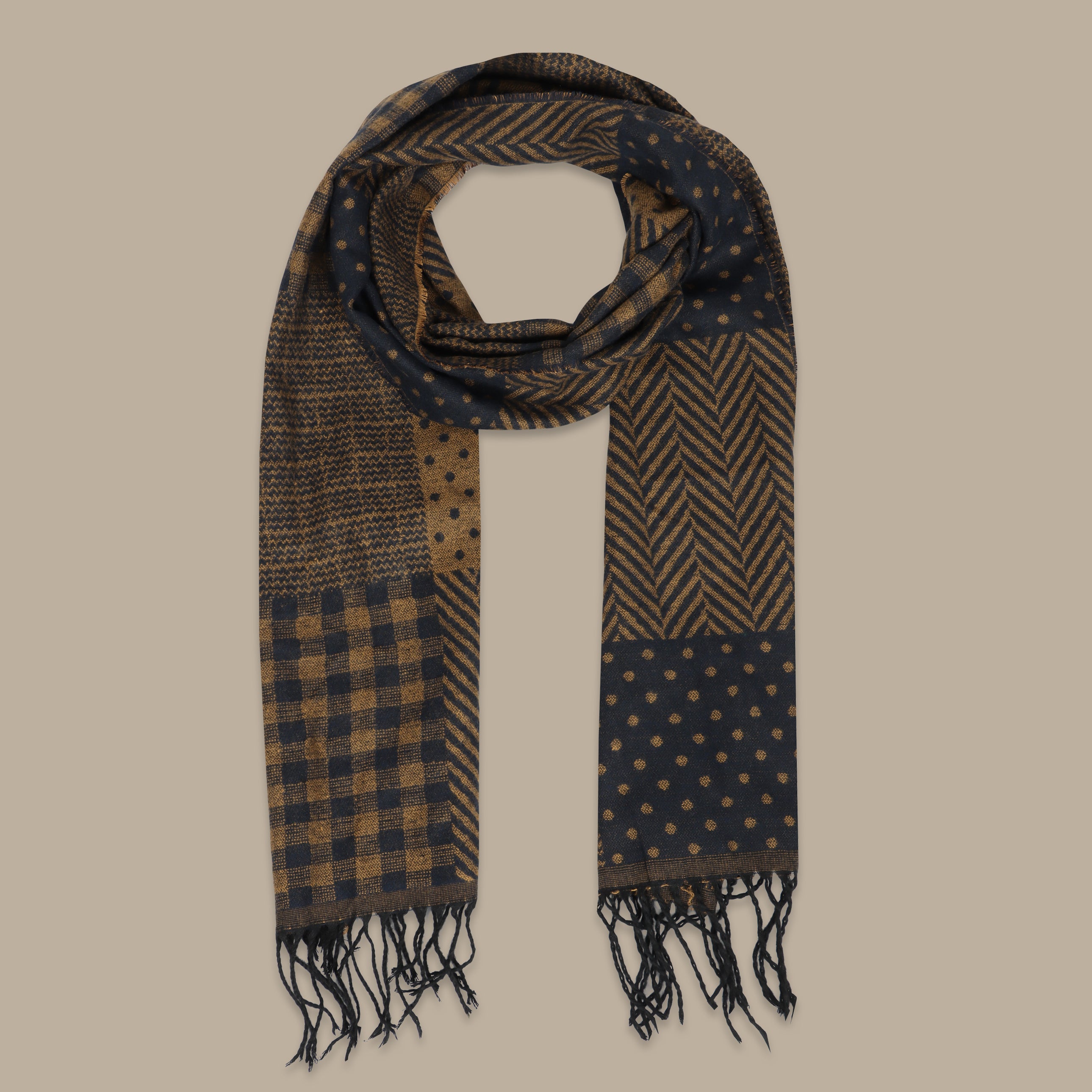 Havané Scarf with Mixed Navy Pattern