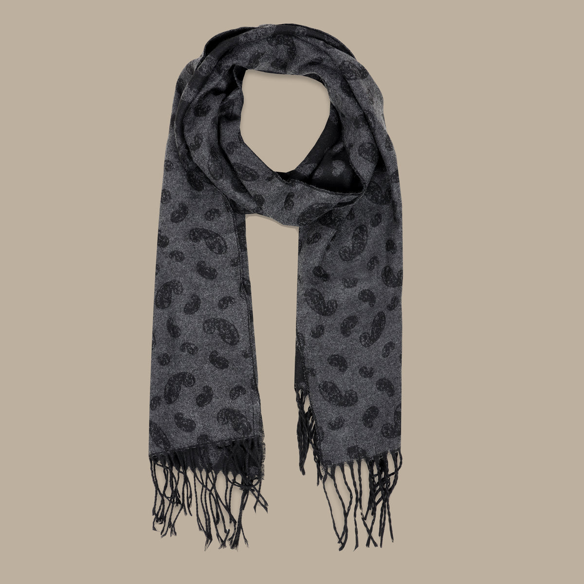 Black Printed Cashmere Scarf
