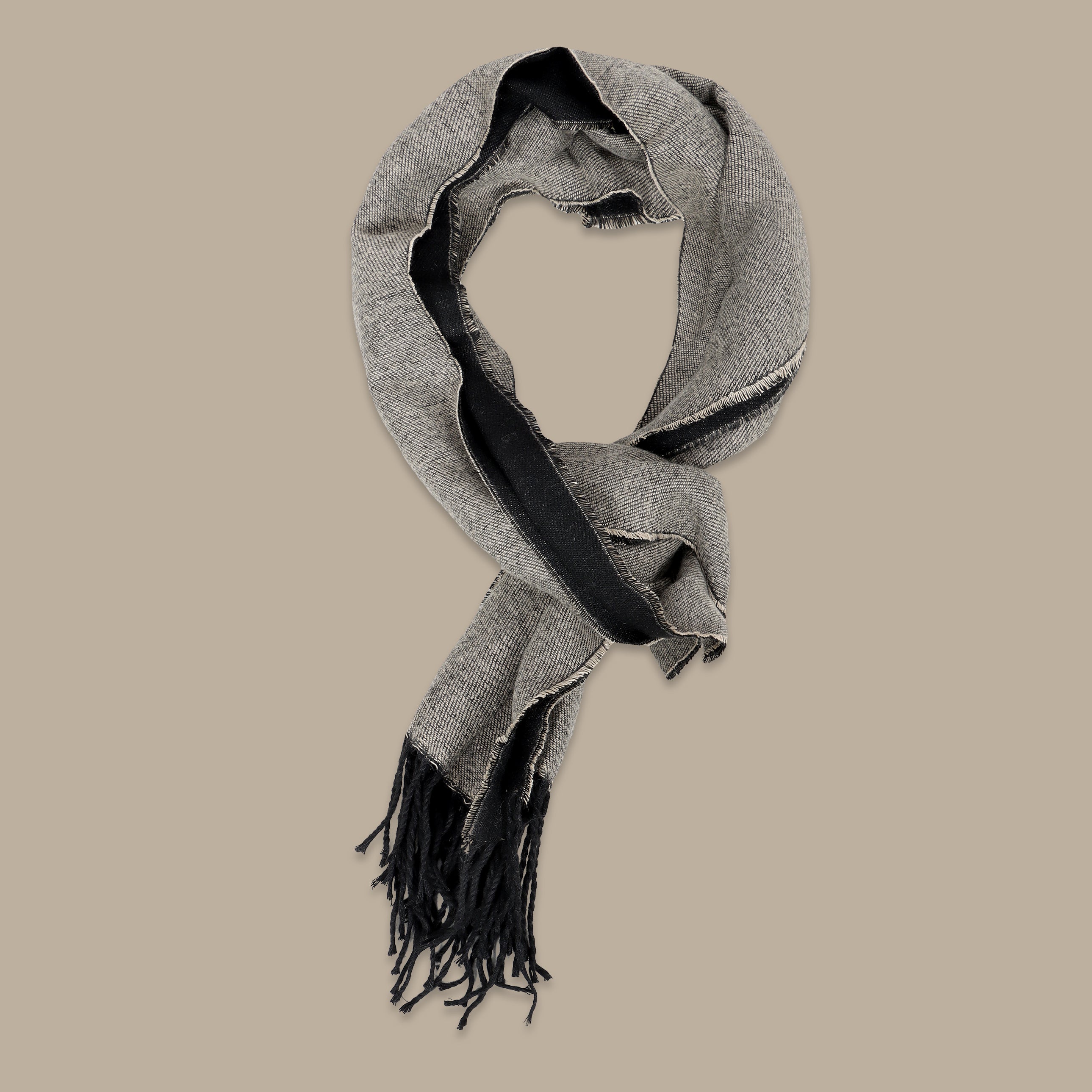 Double-Face Scarf in Grey, Black, and Greige