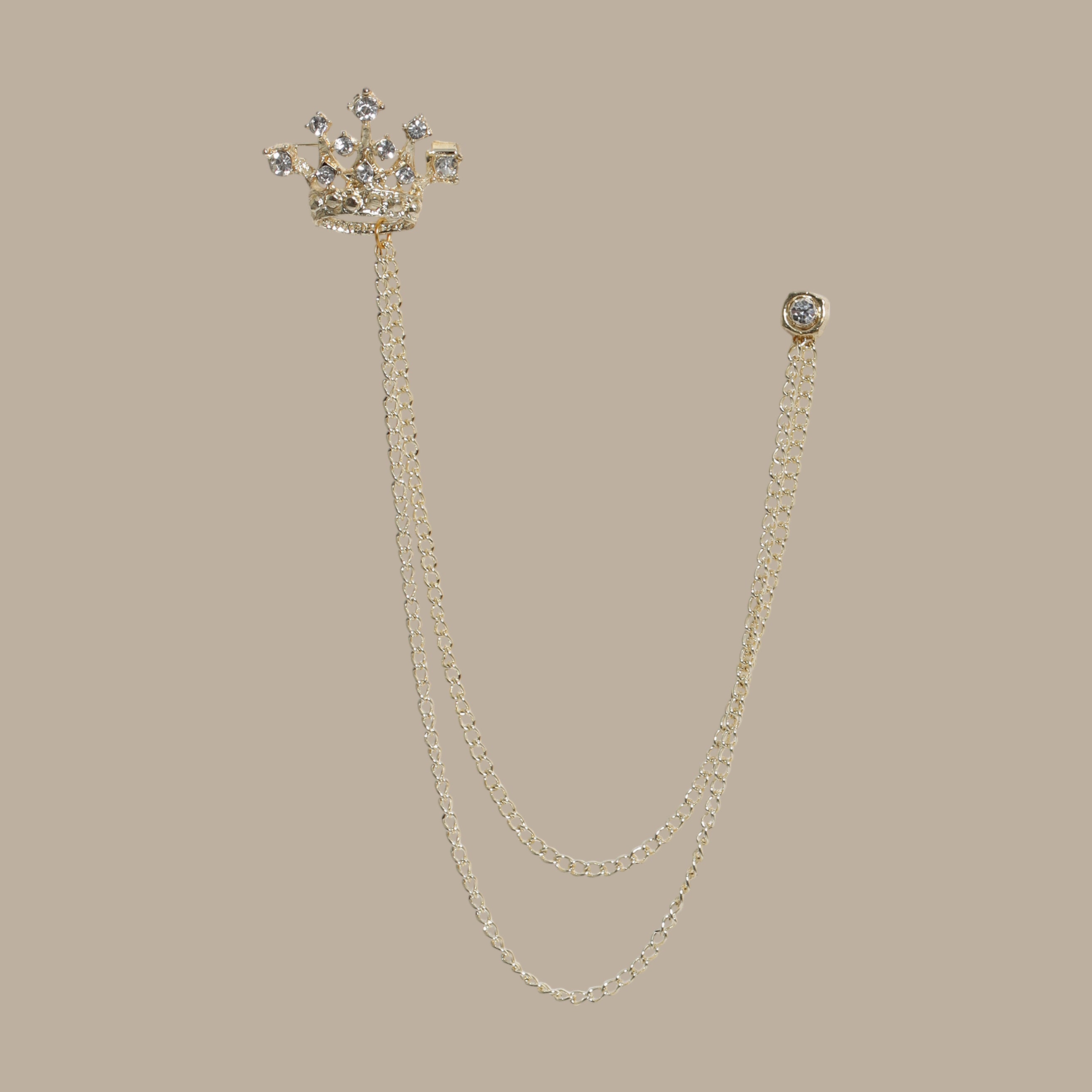 Gold Chain with Crown Design and Strass