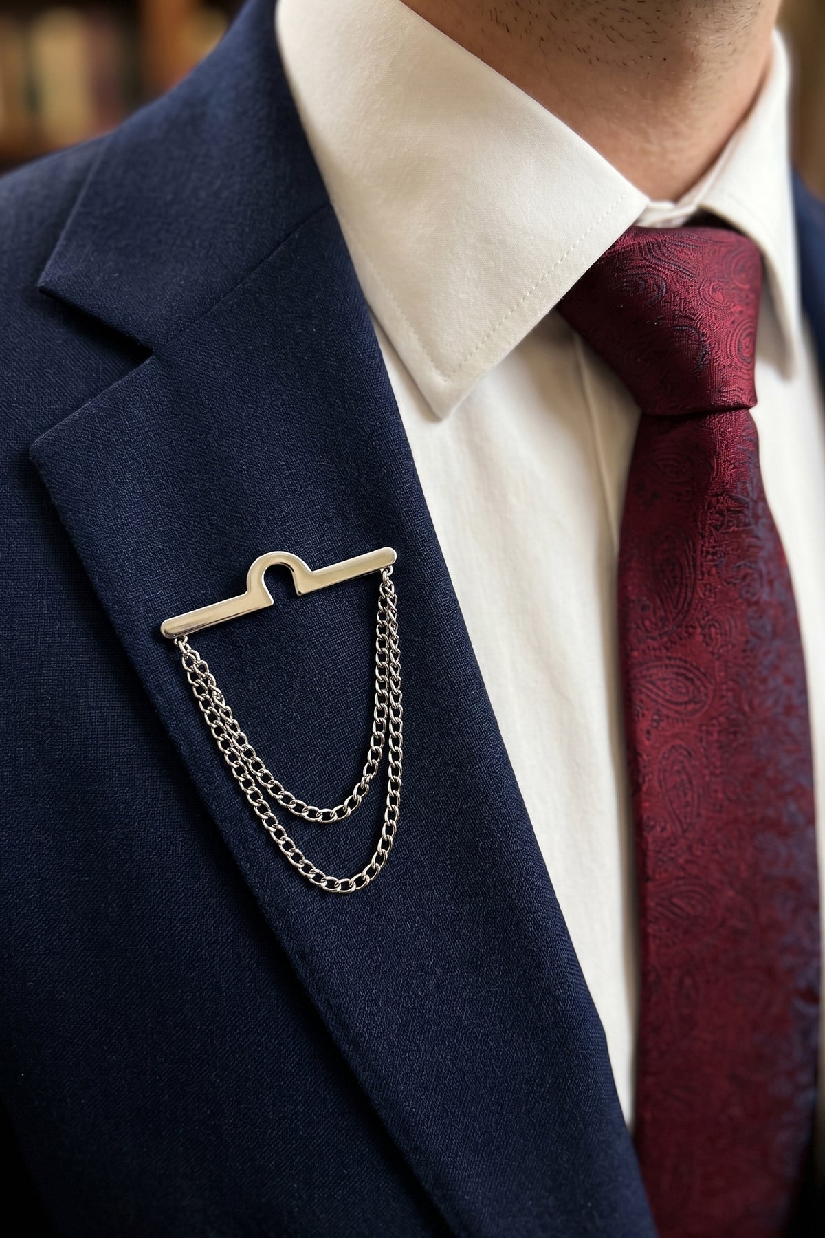 Black Rhodium Collar Pin with Mid Circle