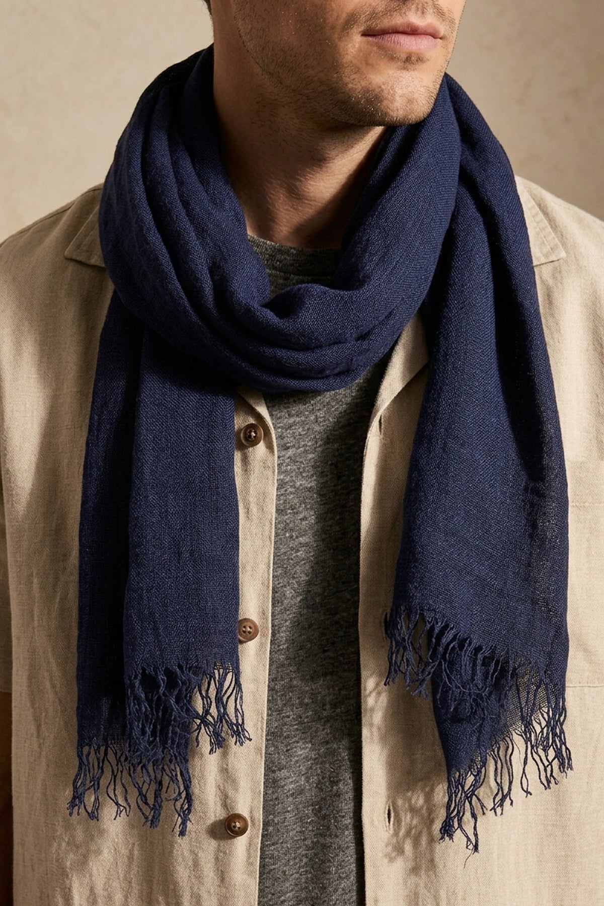 Plain Navy Scarf