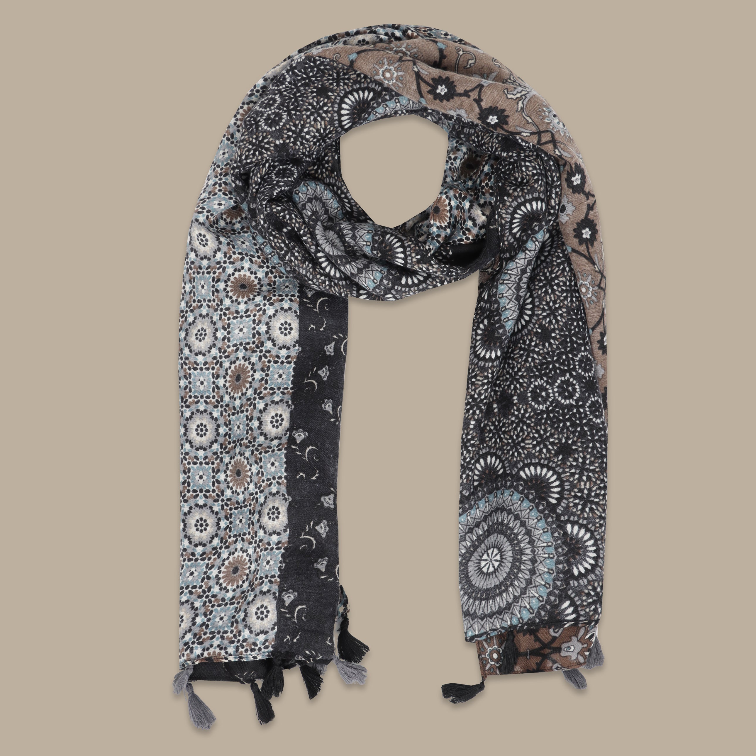 Scarf Printed Arabic Art Black