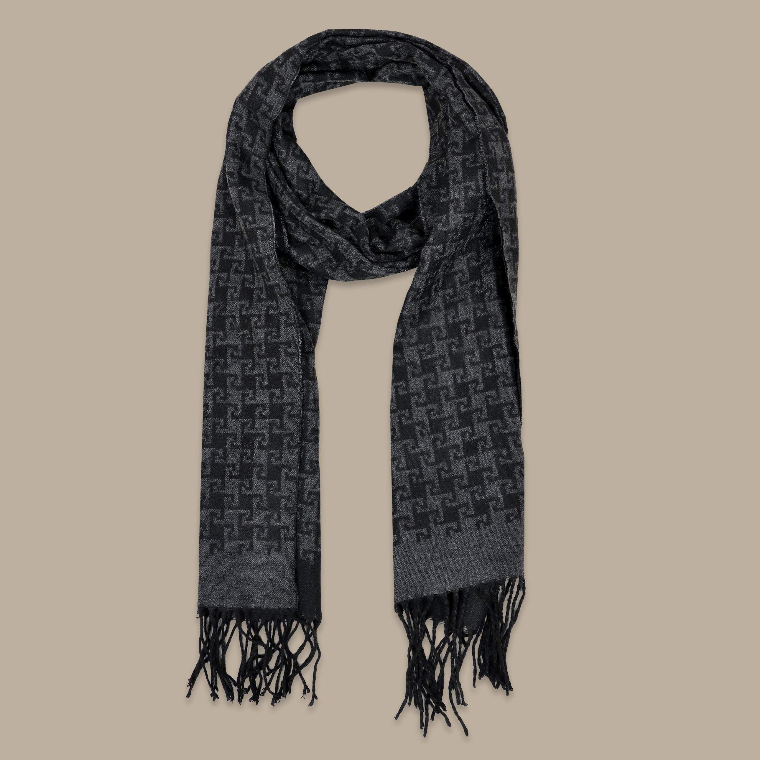 Geometric Pattern Scarf in Grey