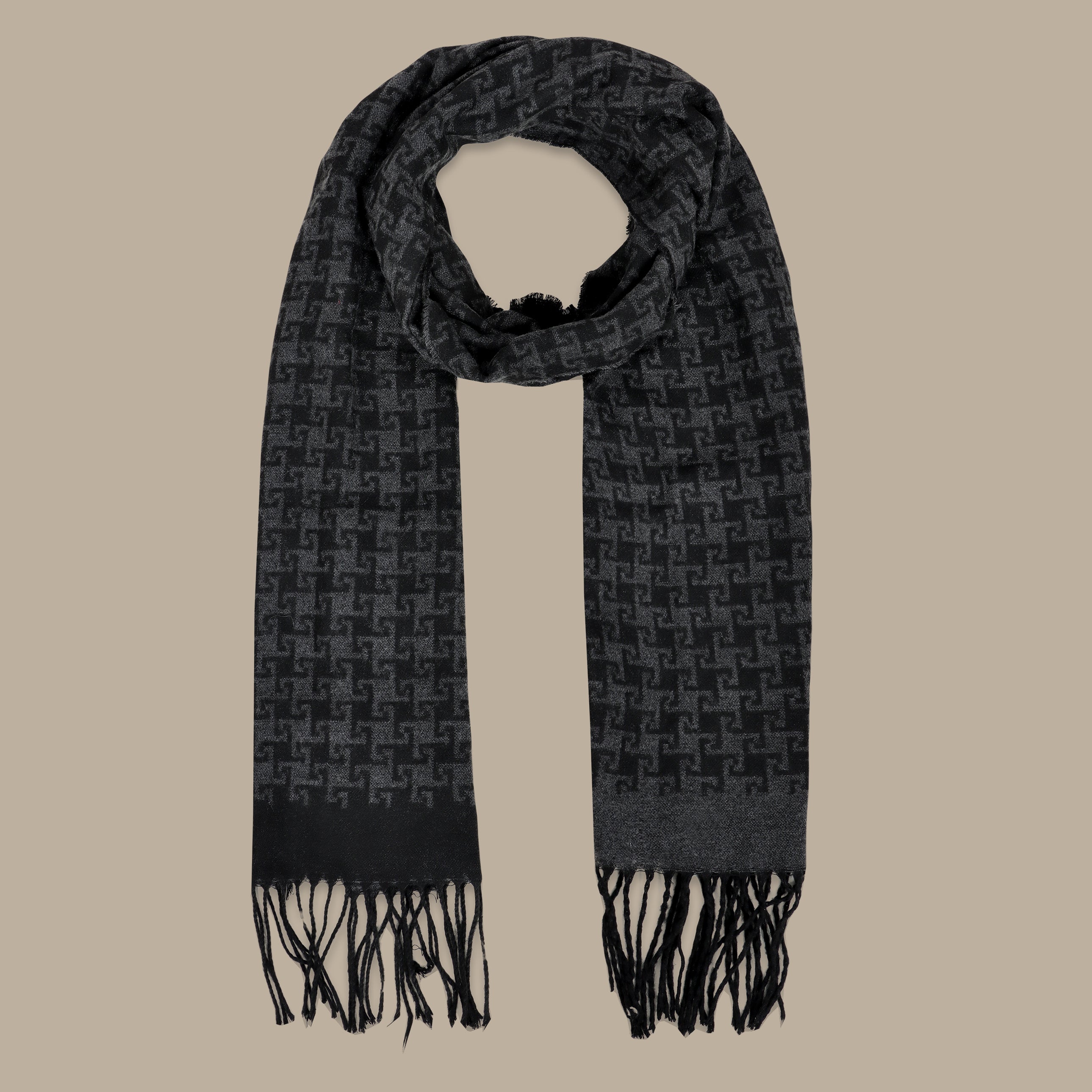 Geometric Pattern Scarf in Grey