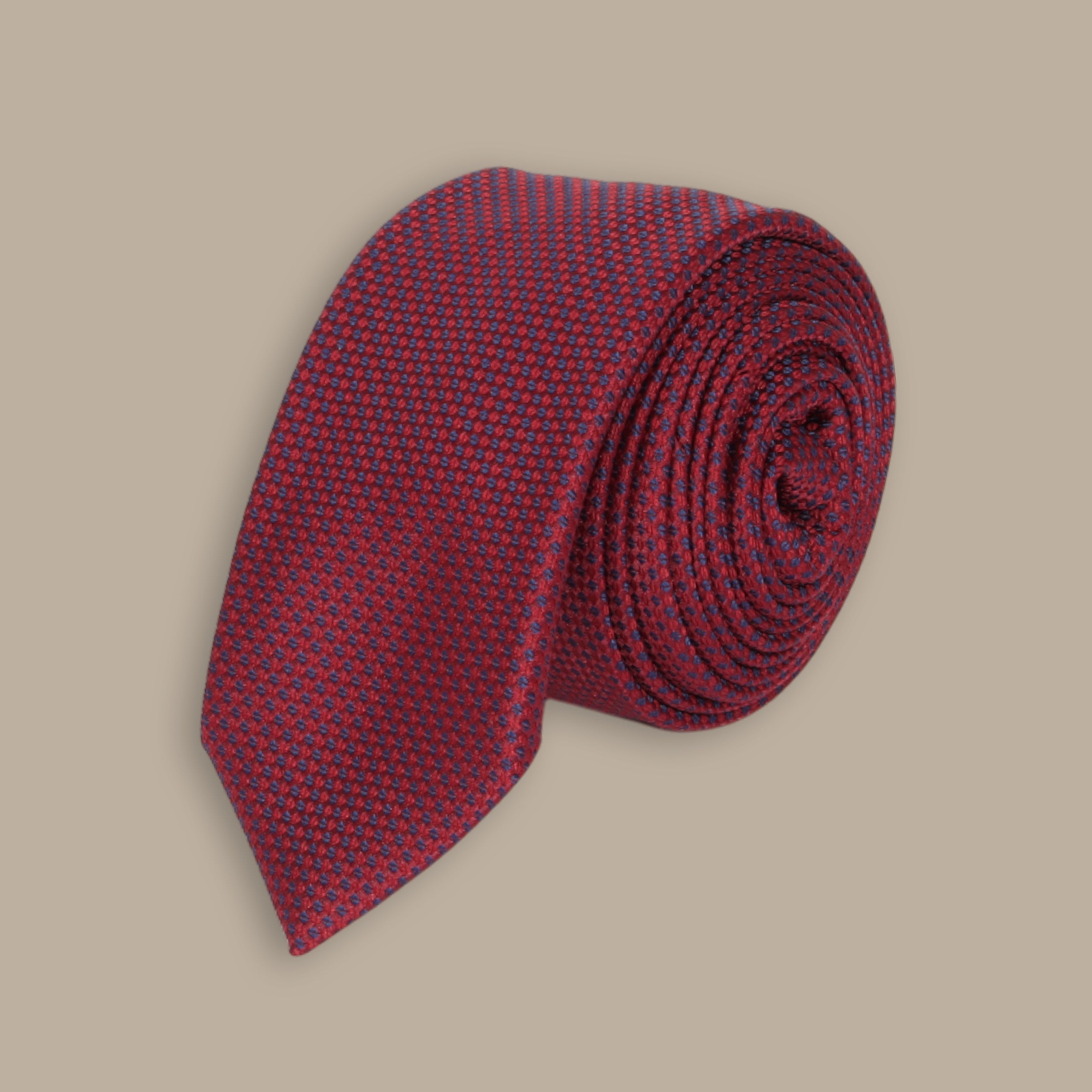 Burgundy Tie Set with Double Fil Structure