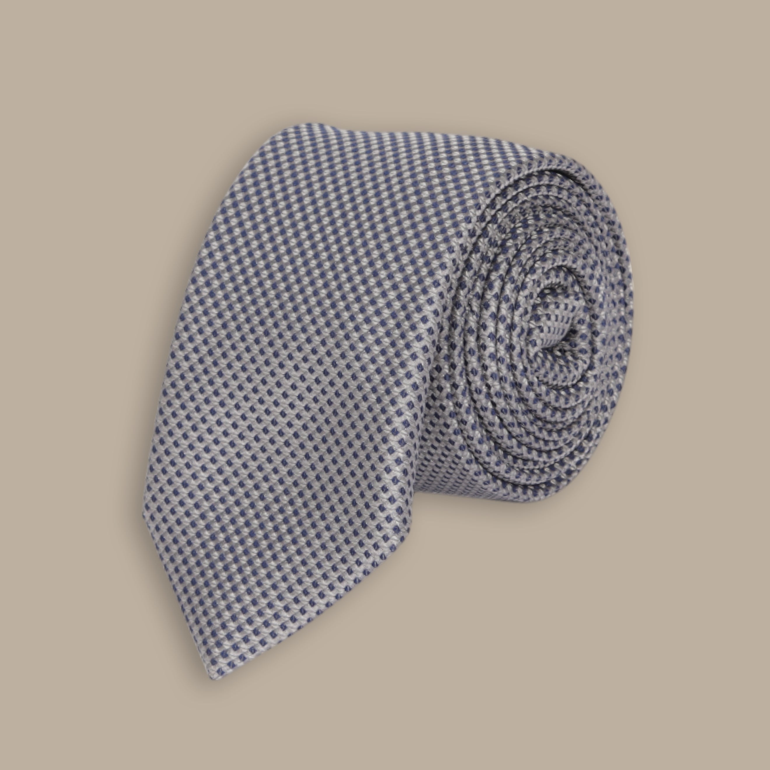 Grey Tie Set with Double Fil Structure