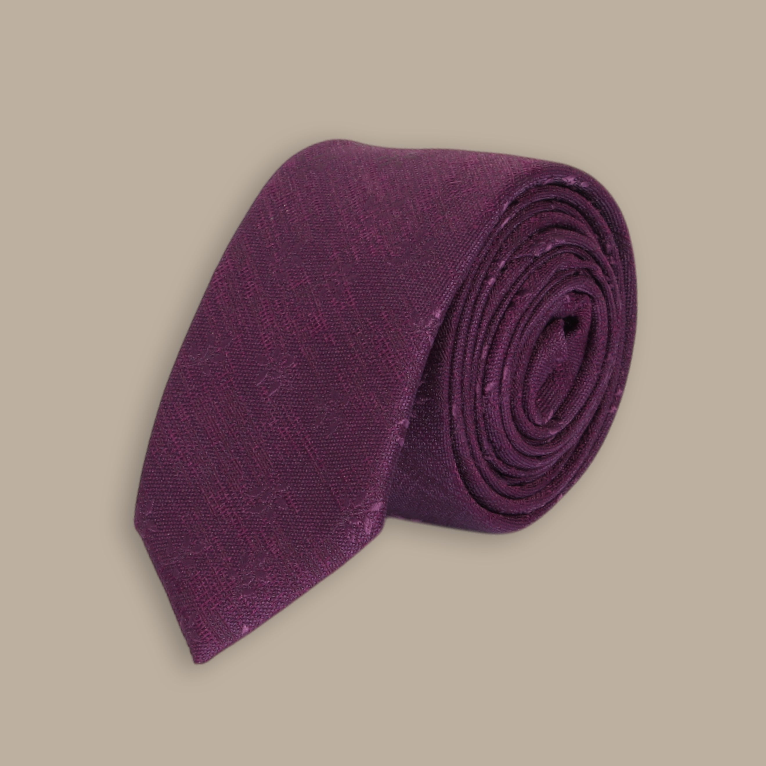 Violet Tie Set with Brocade Floral Print