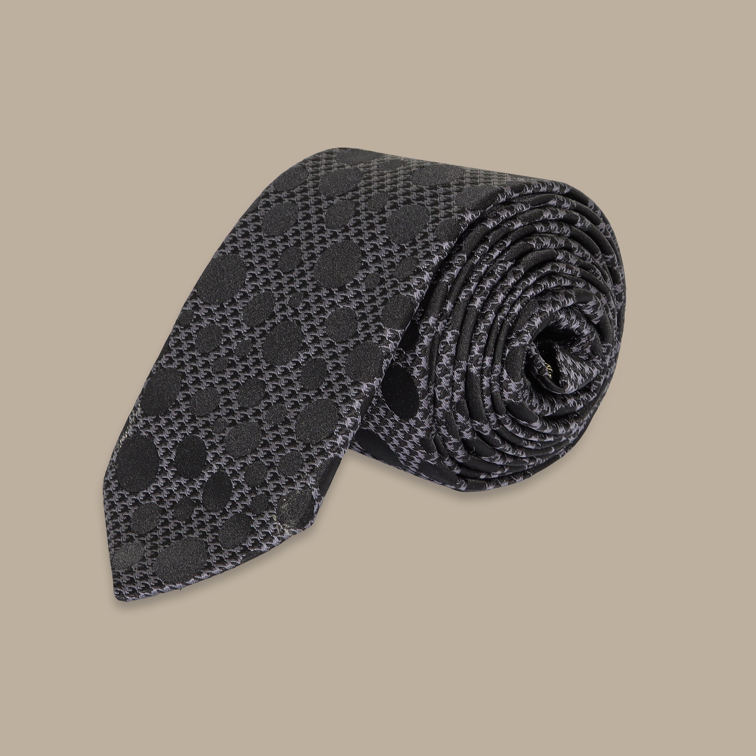 Grey Charm Tie Set: 2-Piece Black Polka Dot