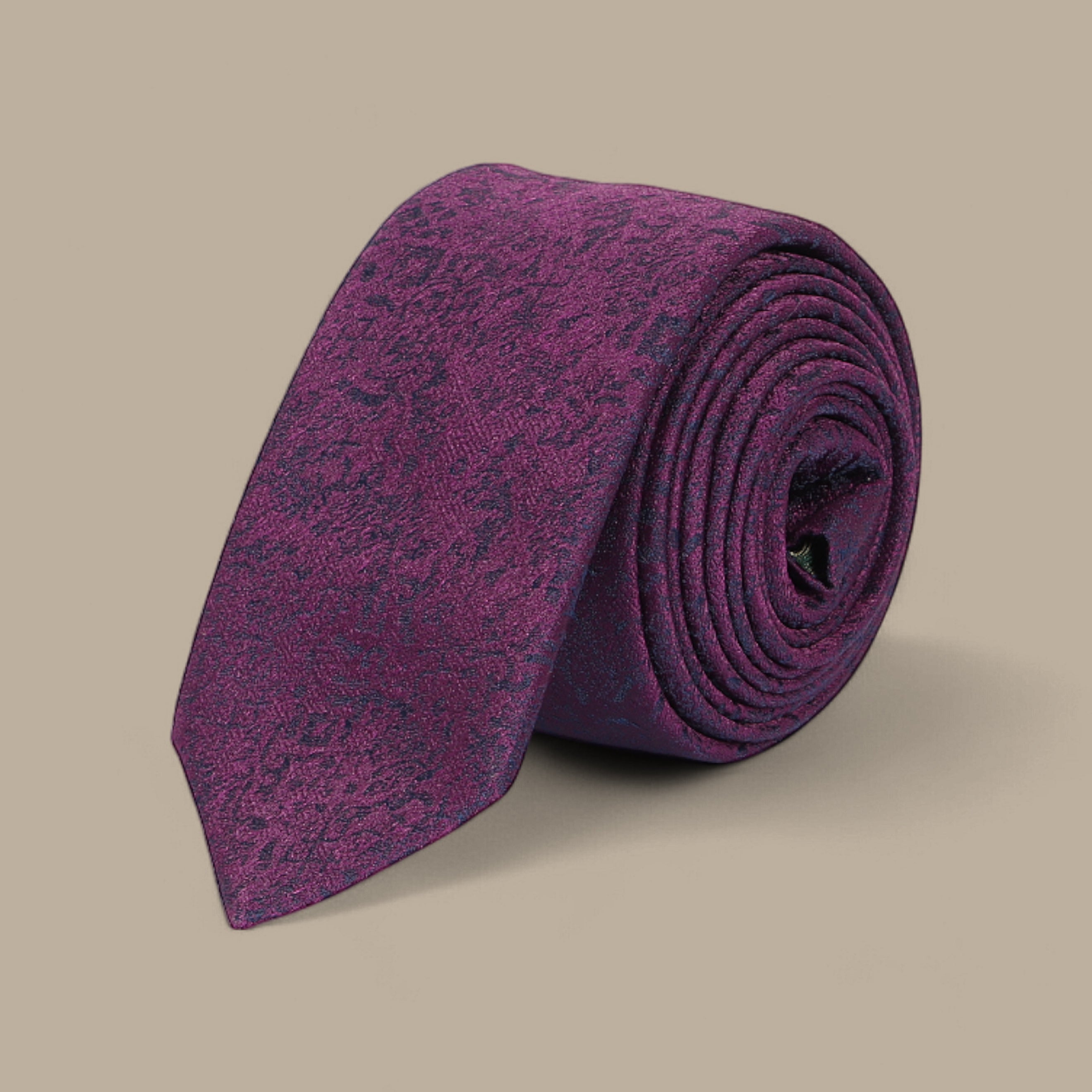 Violet Tie Set with Blue Pattern