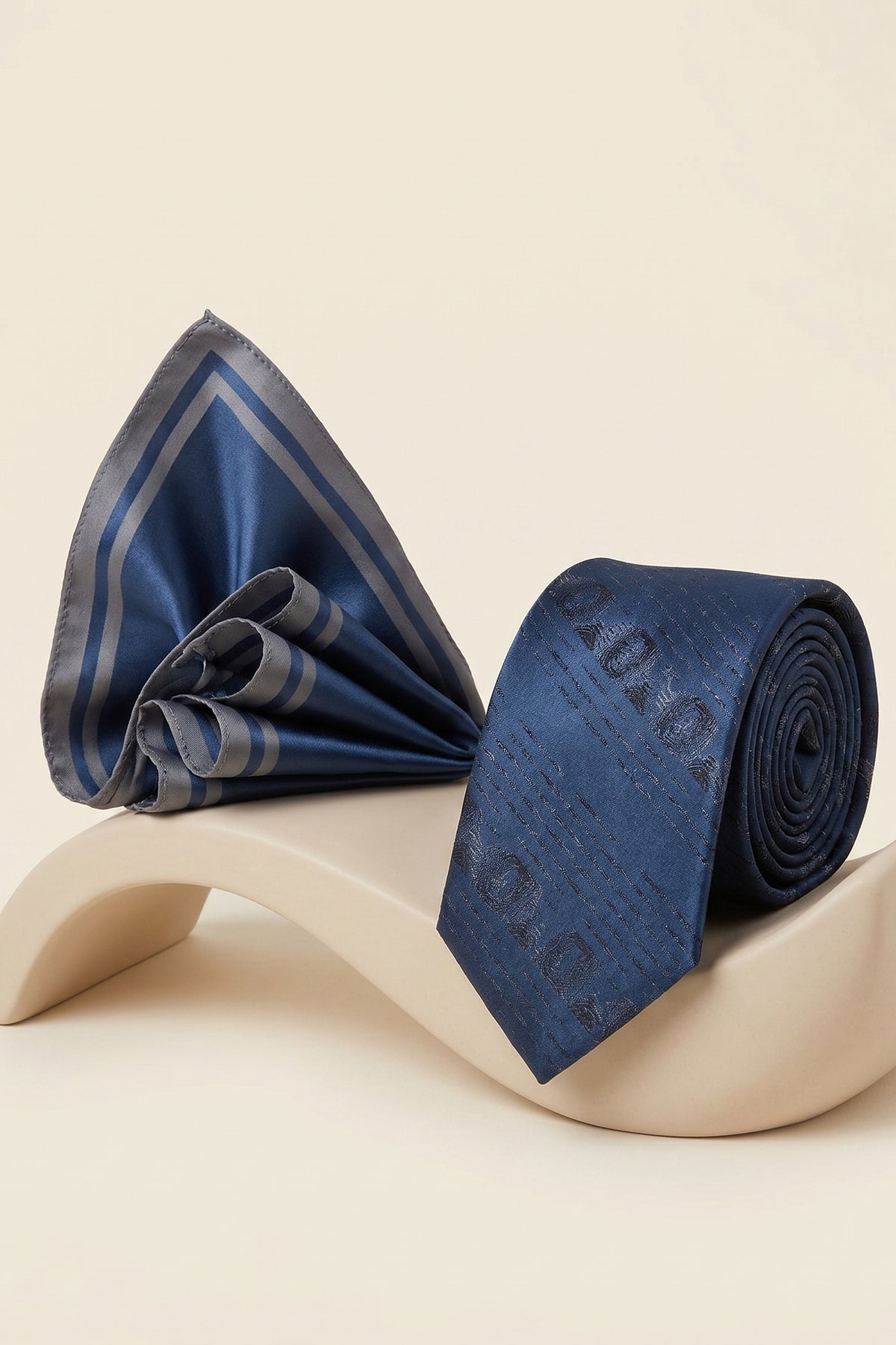 Navy Tie Set - 2-Piece with Dark Navy Stripes