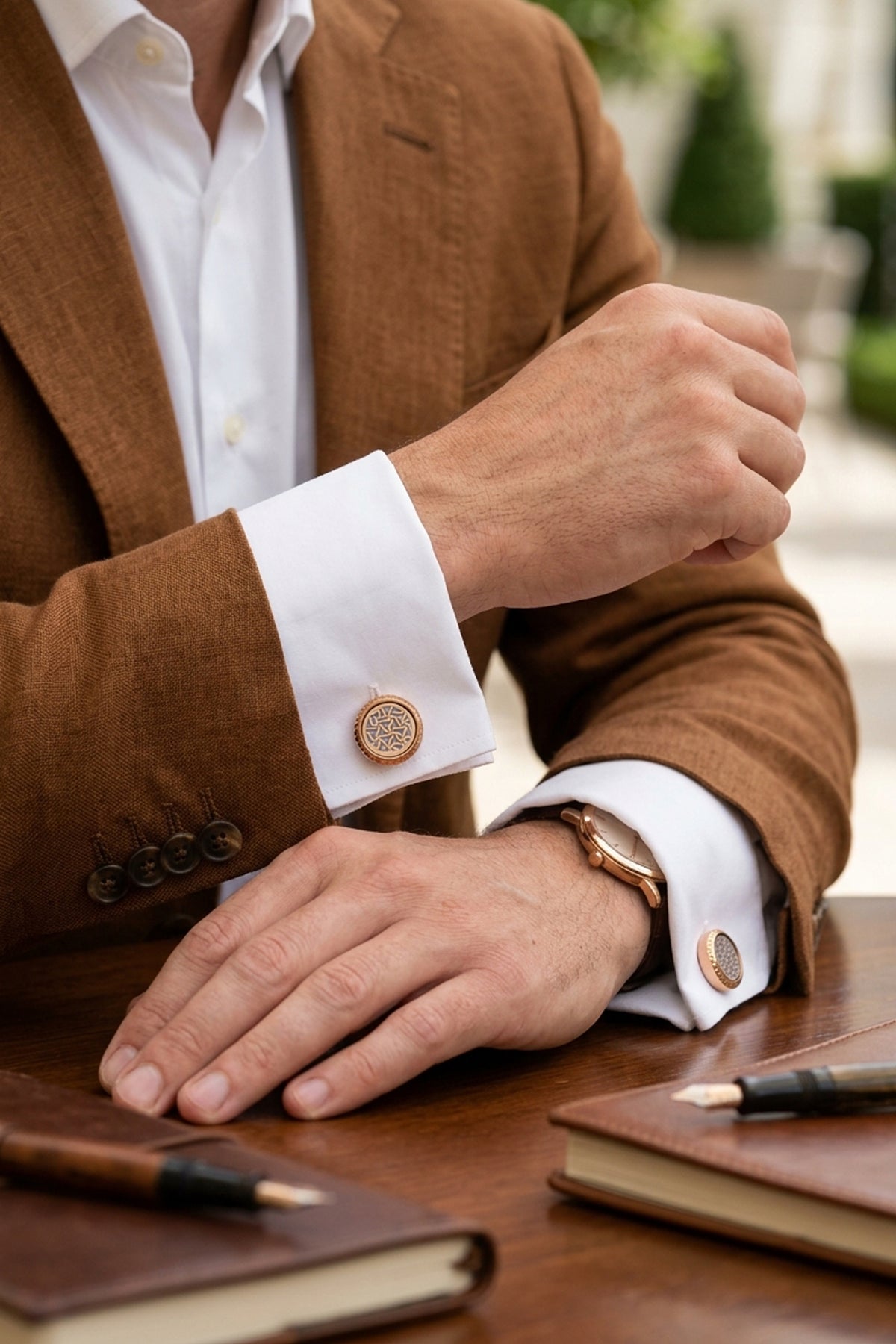 Gold Triangle Round Cufflinks