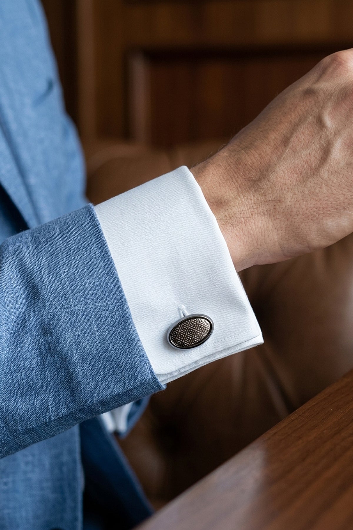 Oval Dark Grey Cufflinks