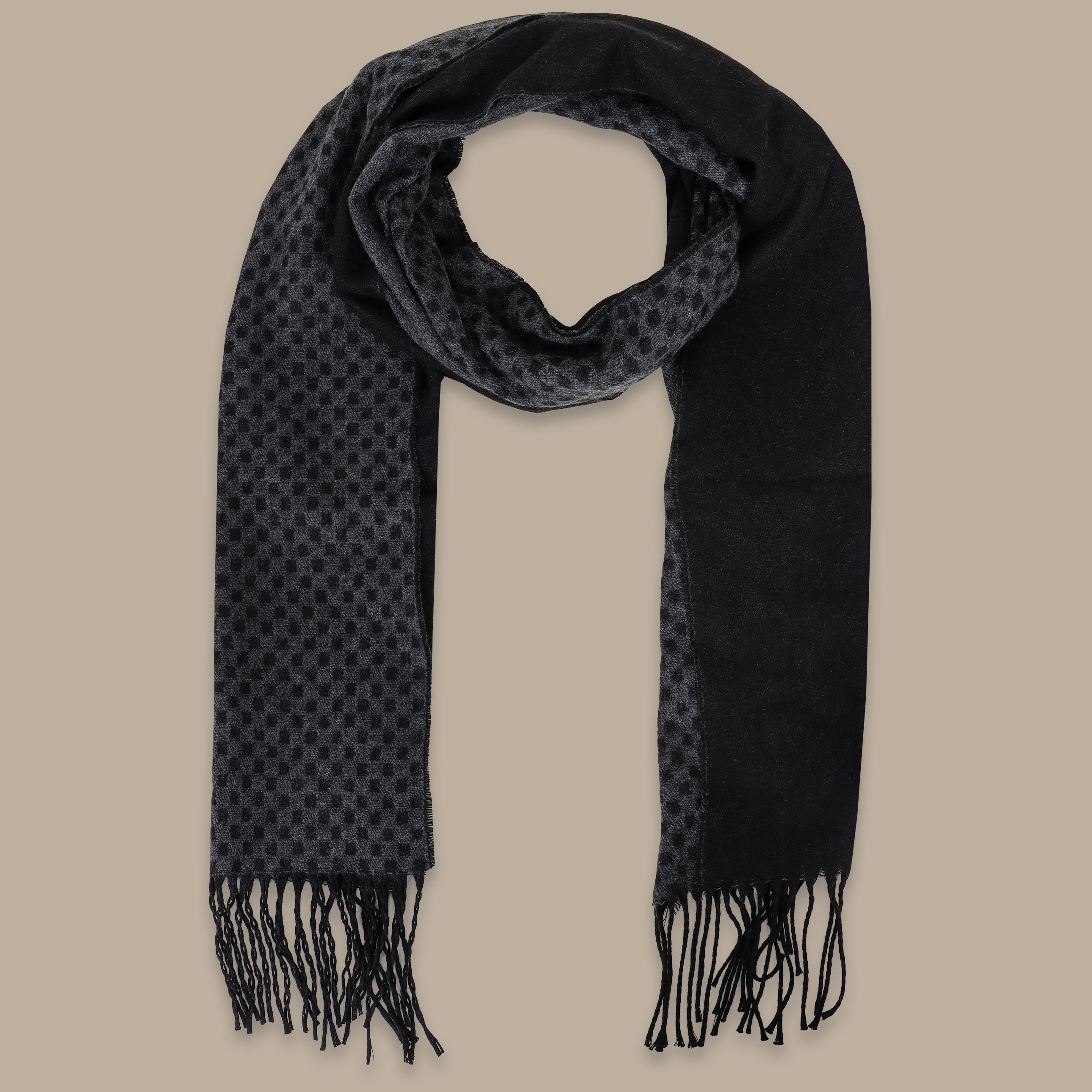 Black Essence Scarf: Half-Dot Pattern