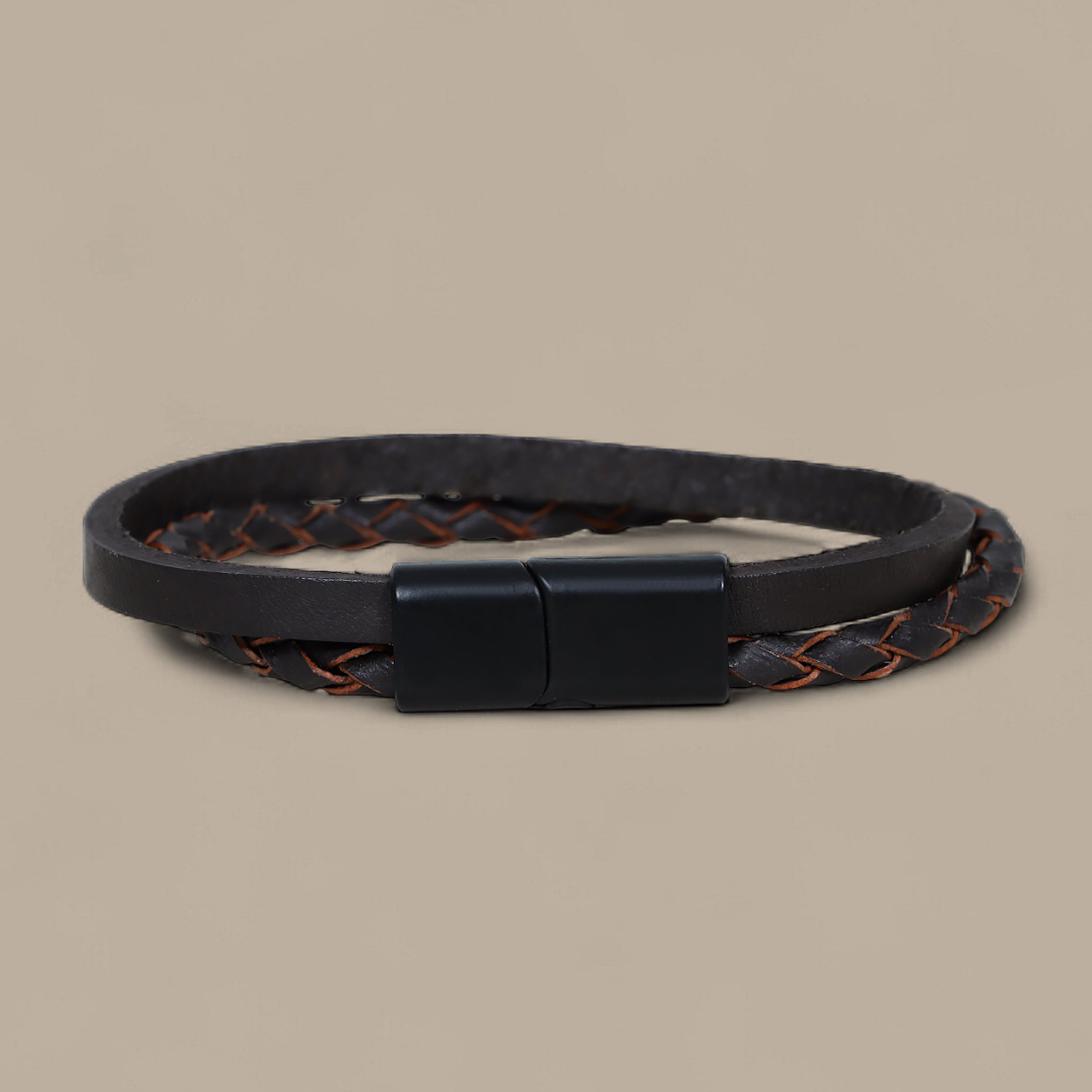 Brown Two-Layer Leather Bracelet