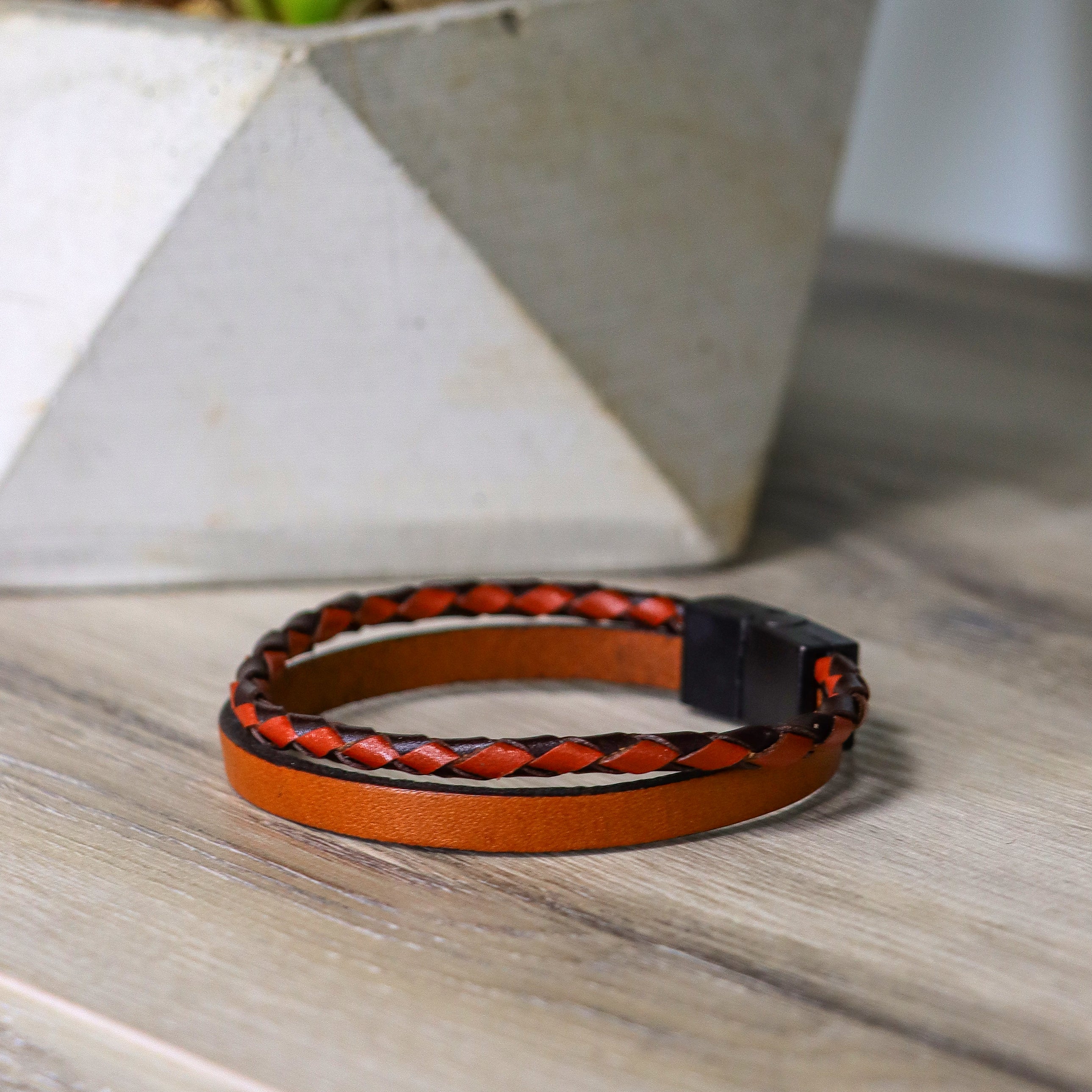 2-Layer Leather Bracelet Havane