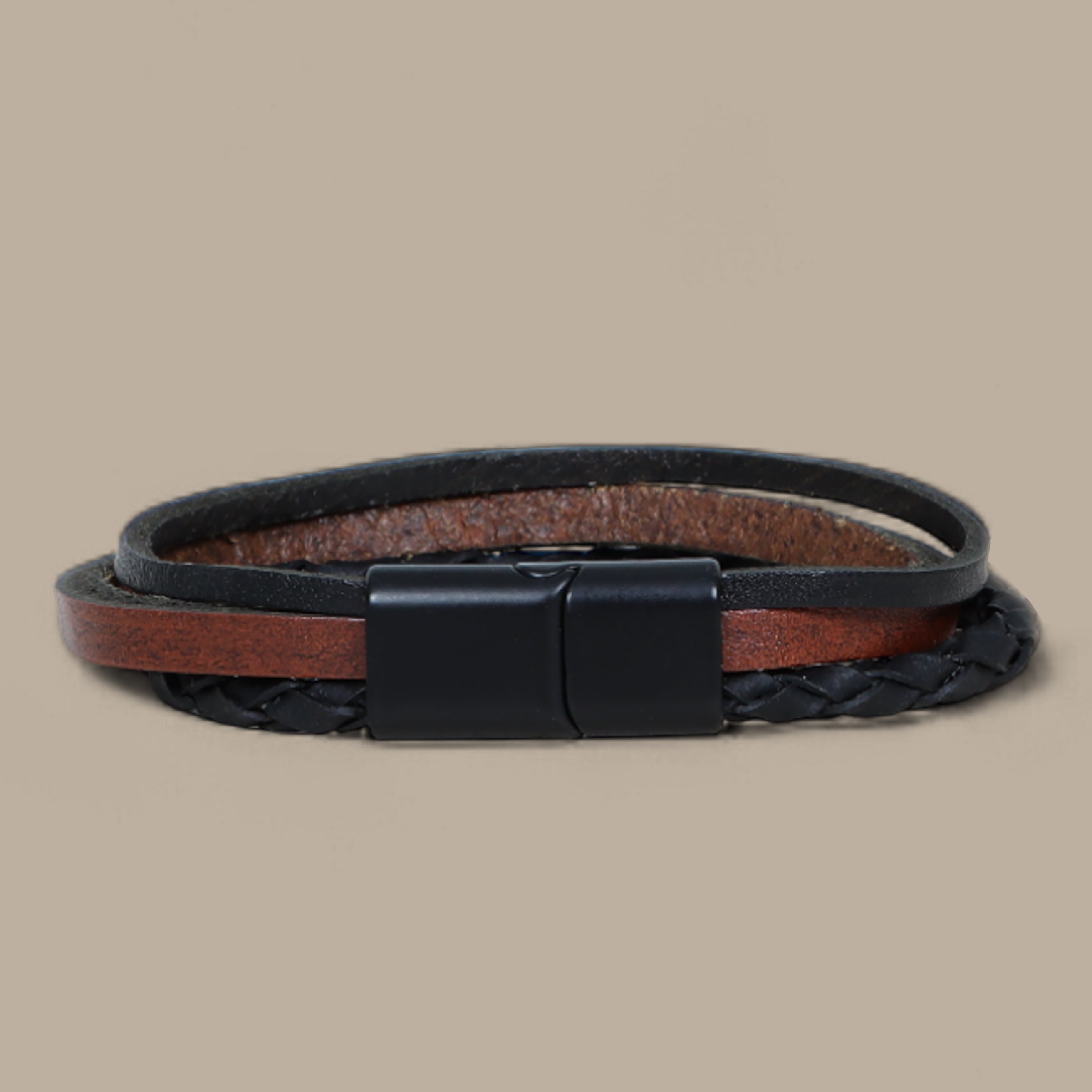 Havane Three-Layer Leather Bracelet
