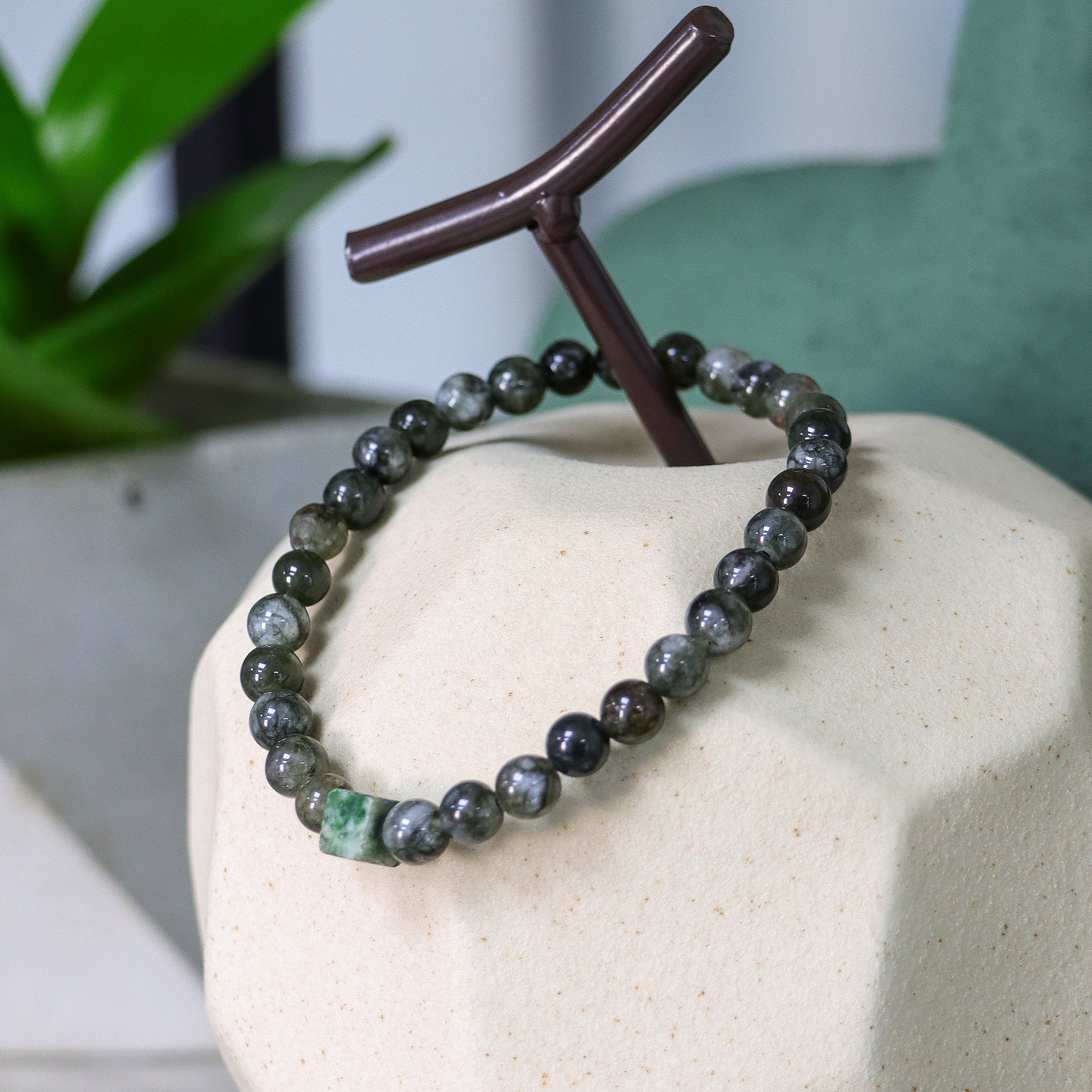 Stone Bracelet Dark Grey