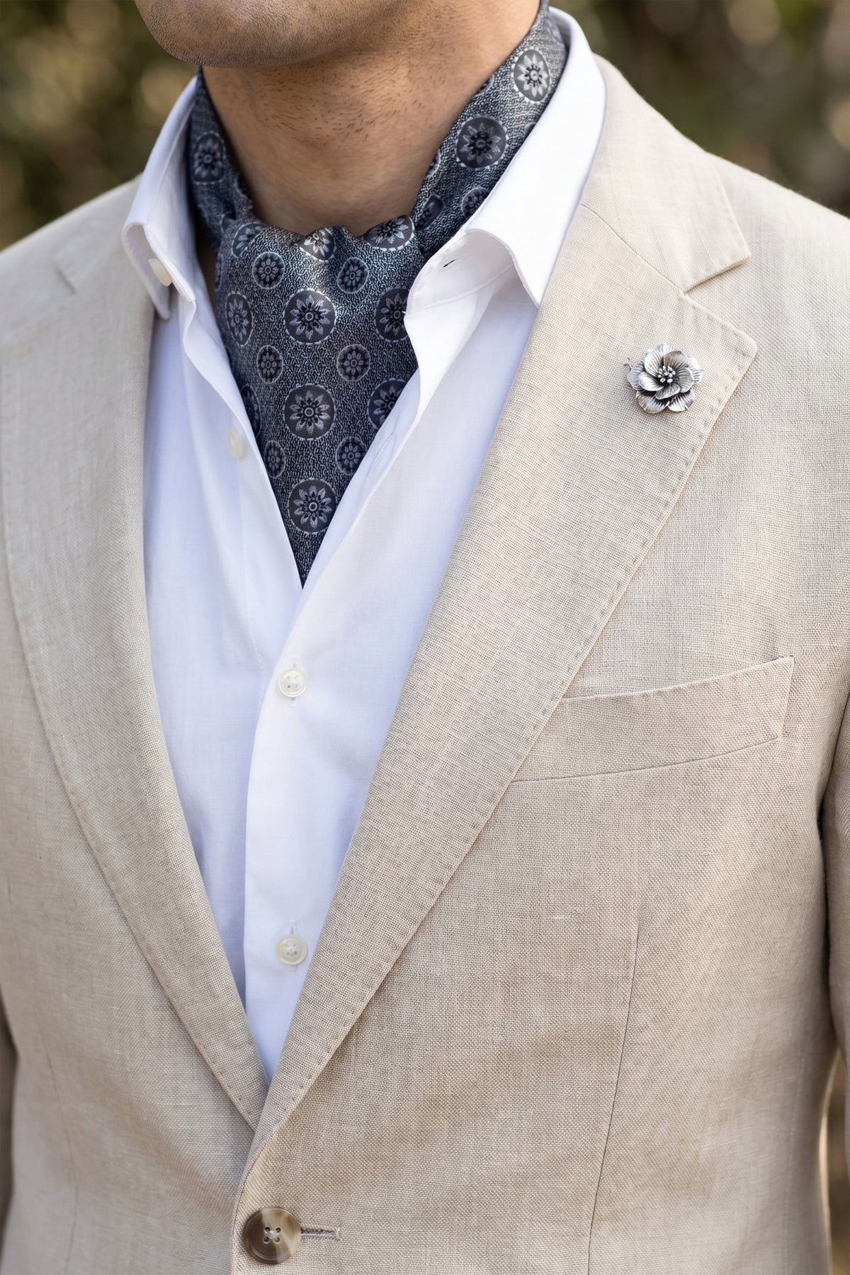 Grey Ascot with Circular Floral Pattern