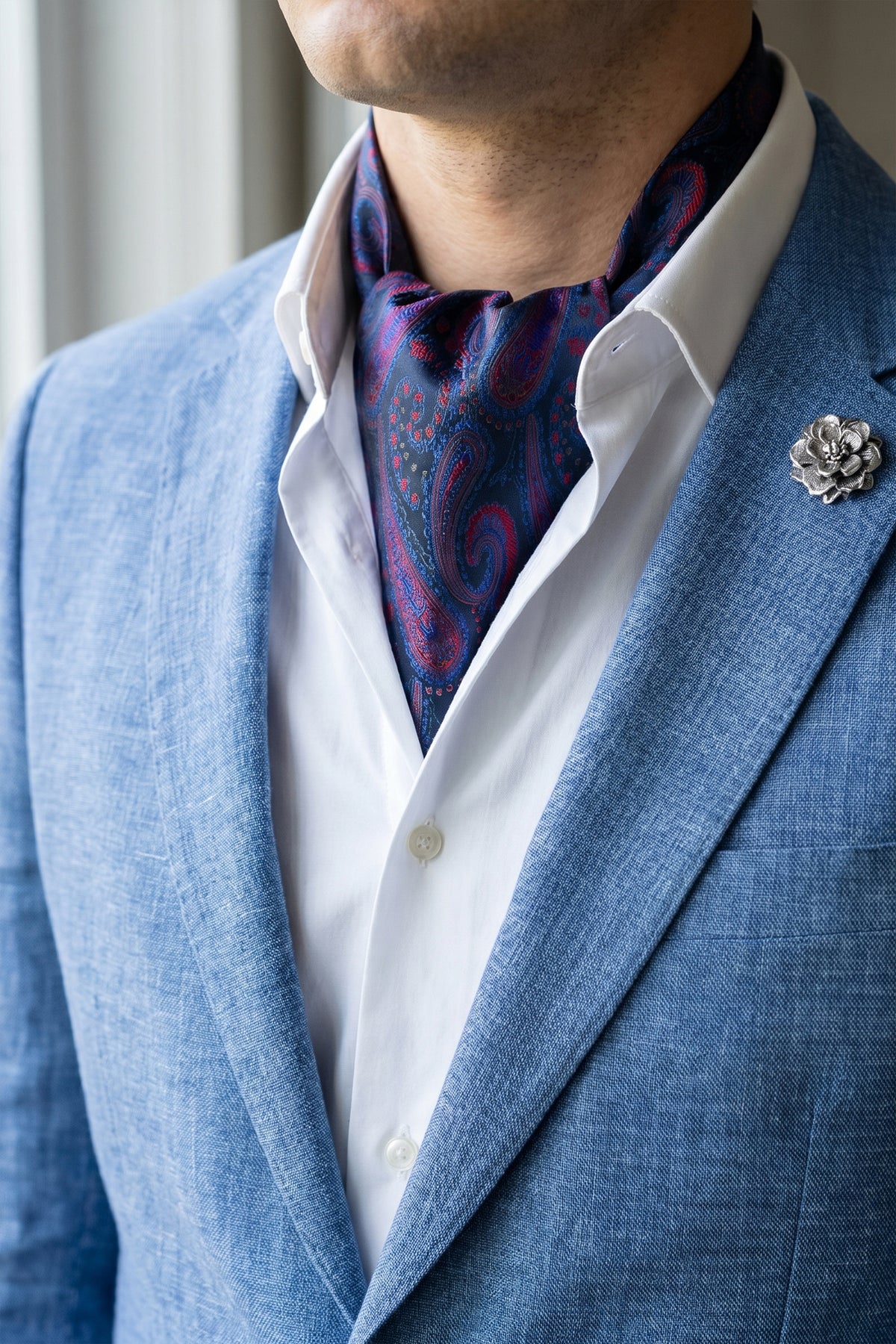 Navy Ascot with Red Cashmere Print