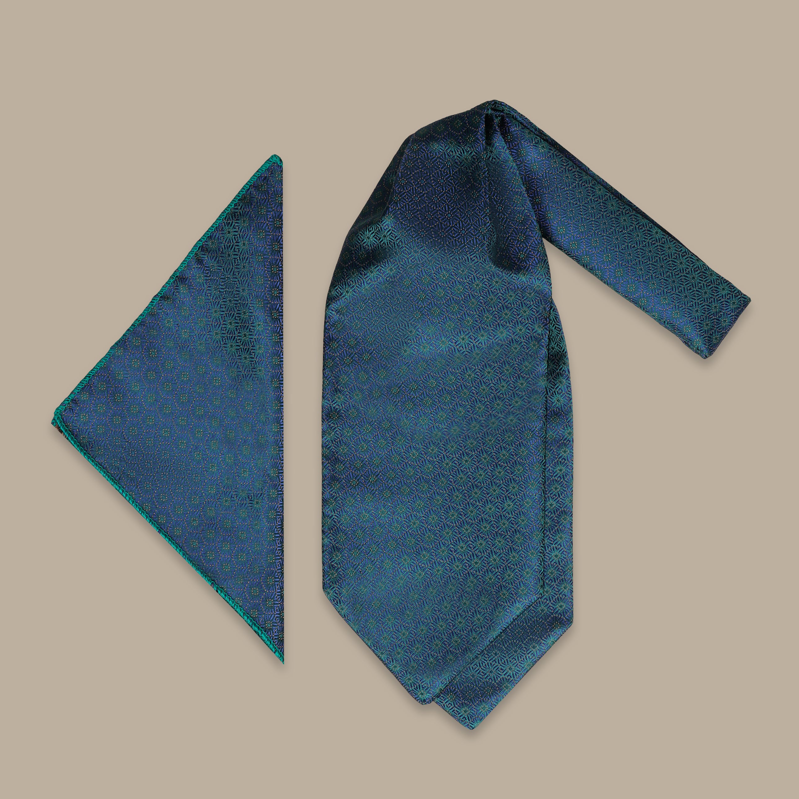 Dark Green Hexagon Pattern Ascot – 2-Piece Set