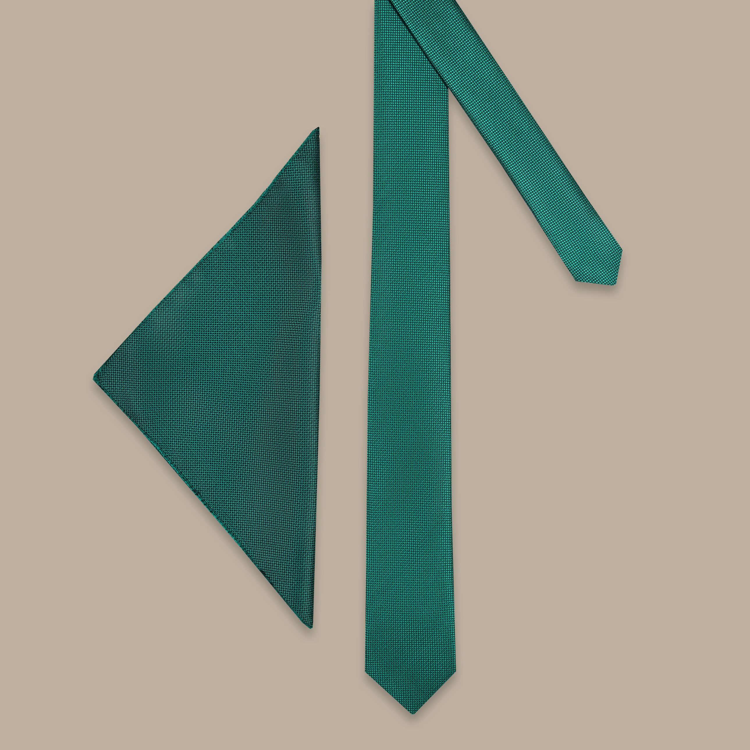 2pcs Piquet Slim Tie Green