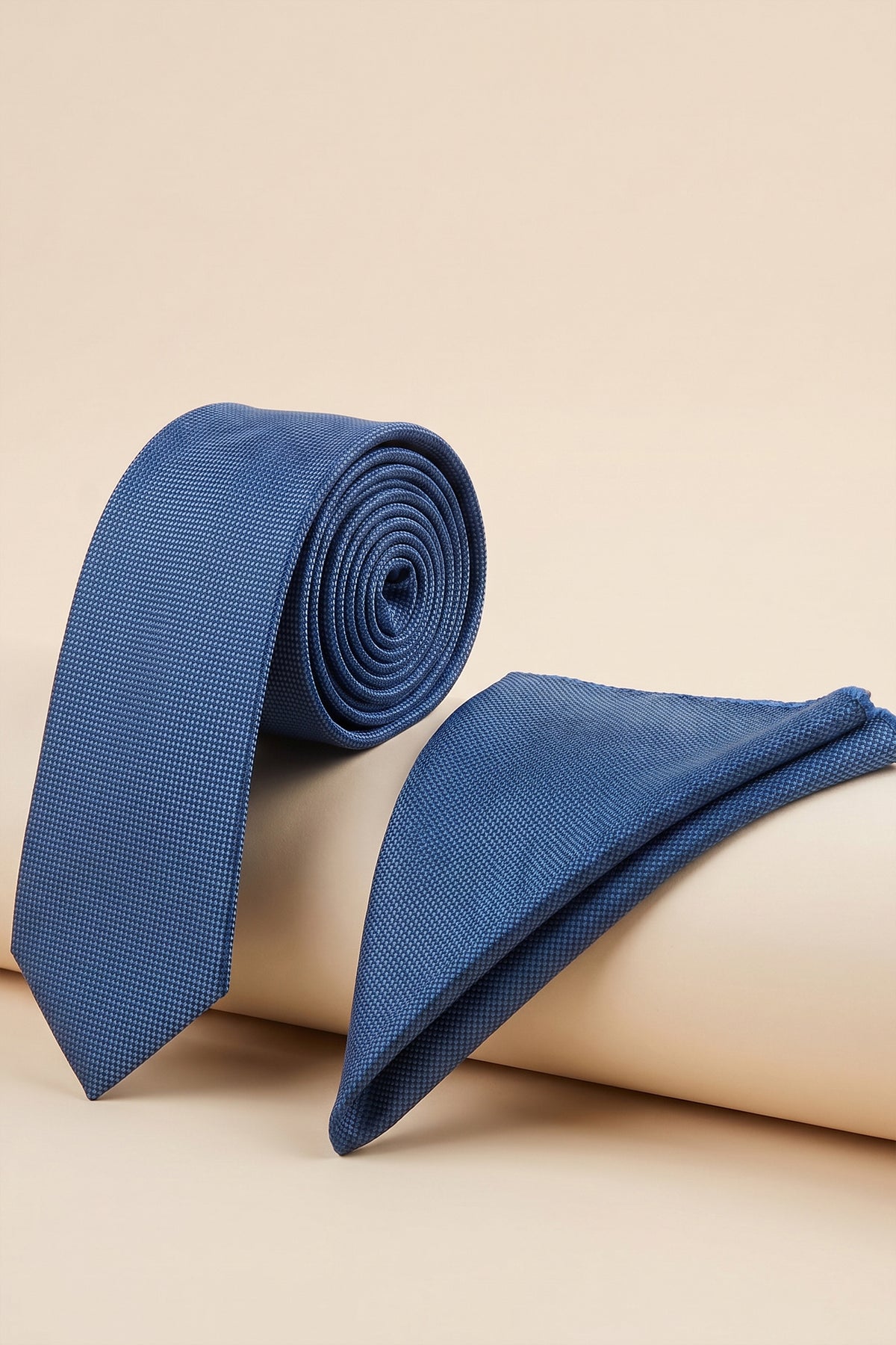 Blue Slim Piqué Tie Set – 2 Pieces