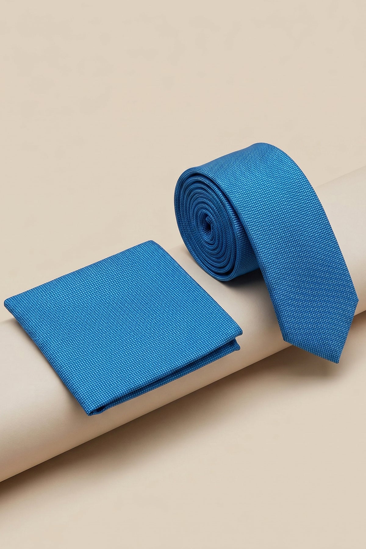 Turquoise Slim Piquet Tie – 2-Piece Set