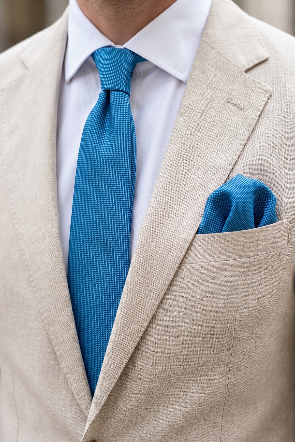 Turquoise Slim Piquet Tie – 2-Piece Set