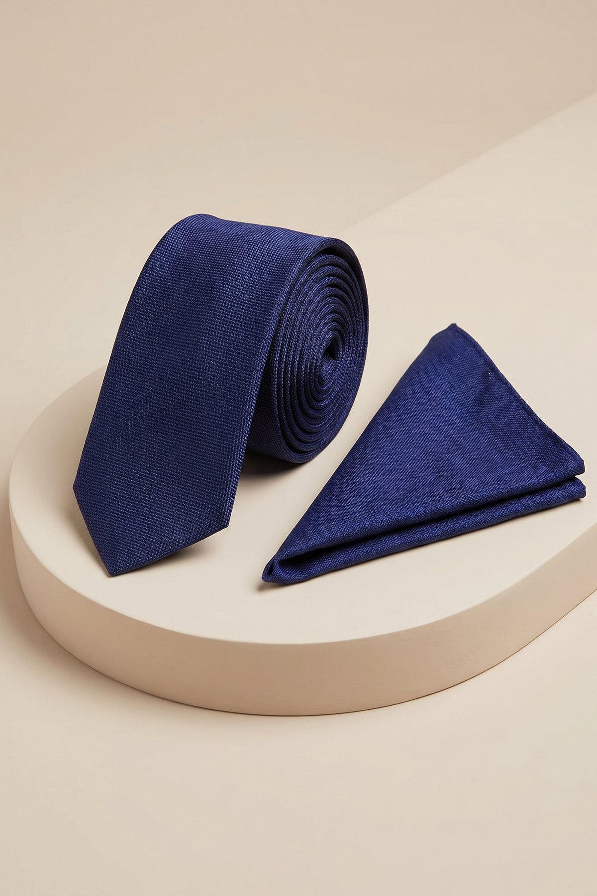 Navy Piqué Slim Fit Tie – 2 Pieces