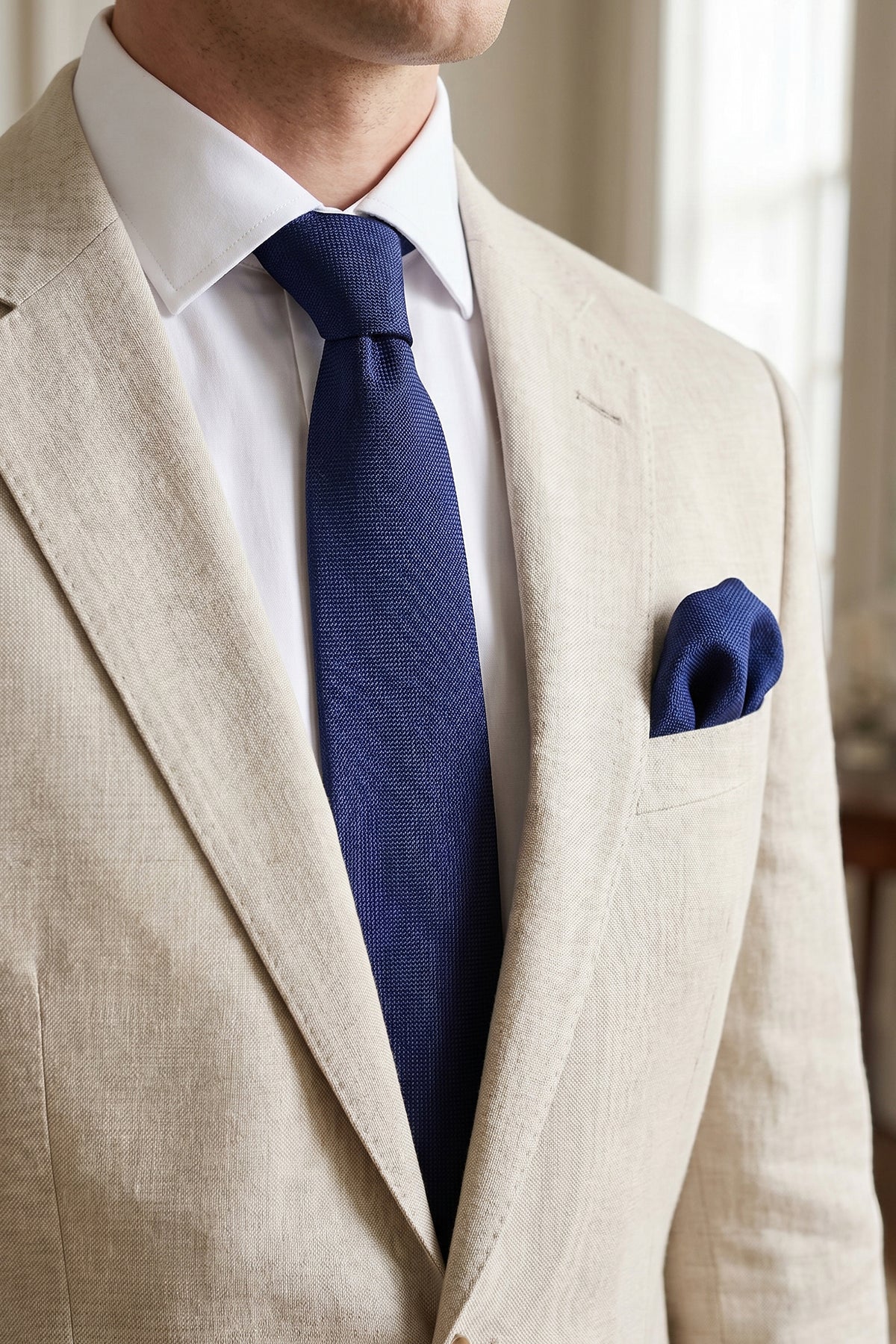 Navy Piqué Slim Fit Tie – 2 Pieces
