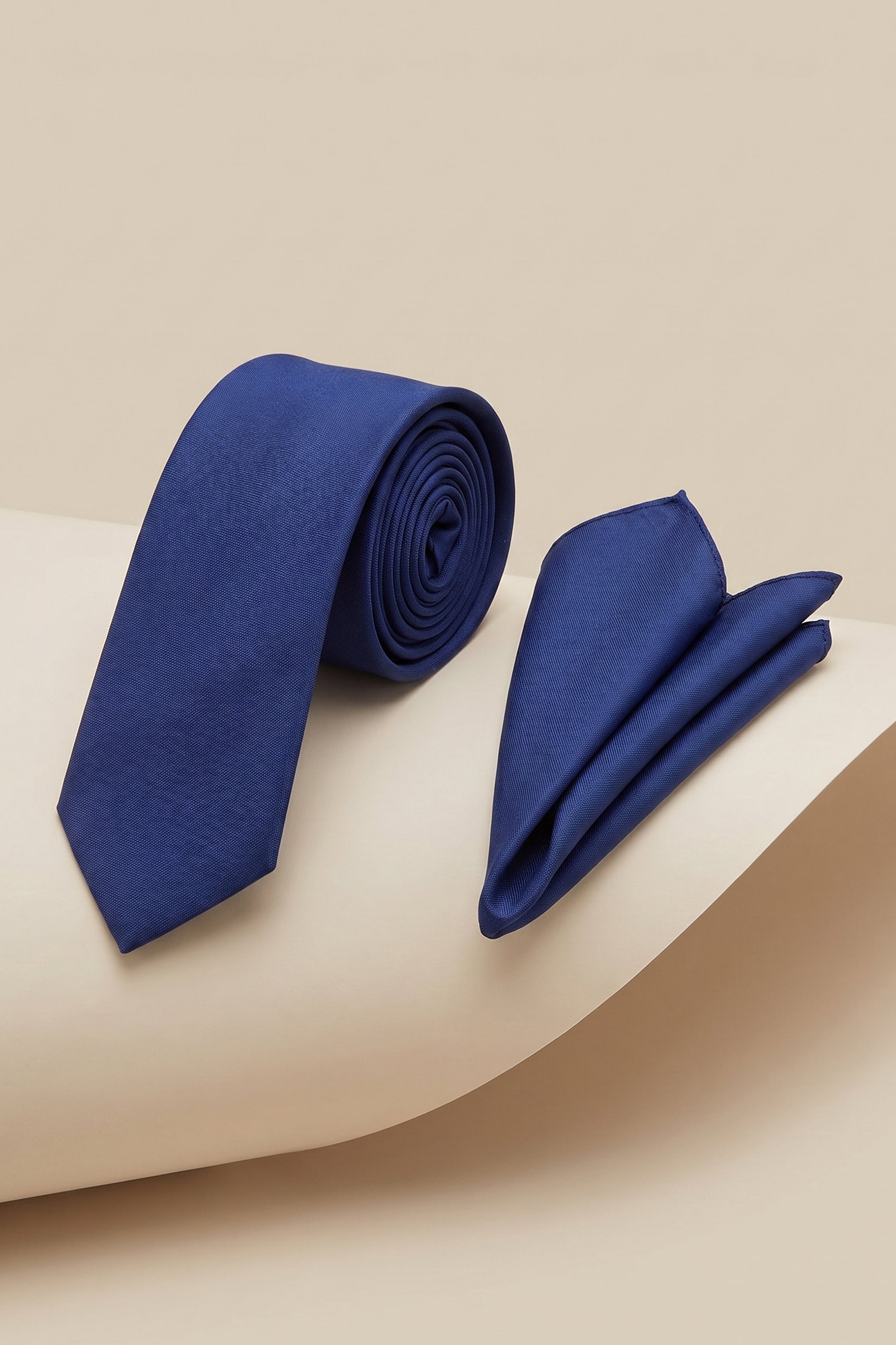 2pcs Satin Slim Tie Navy