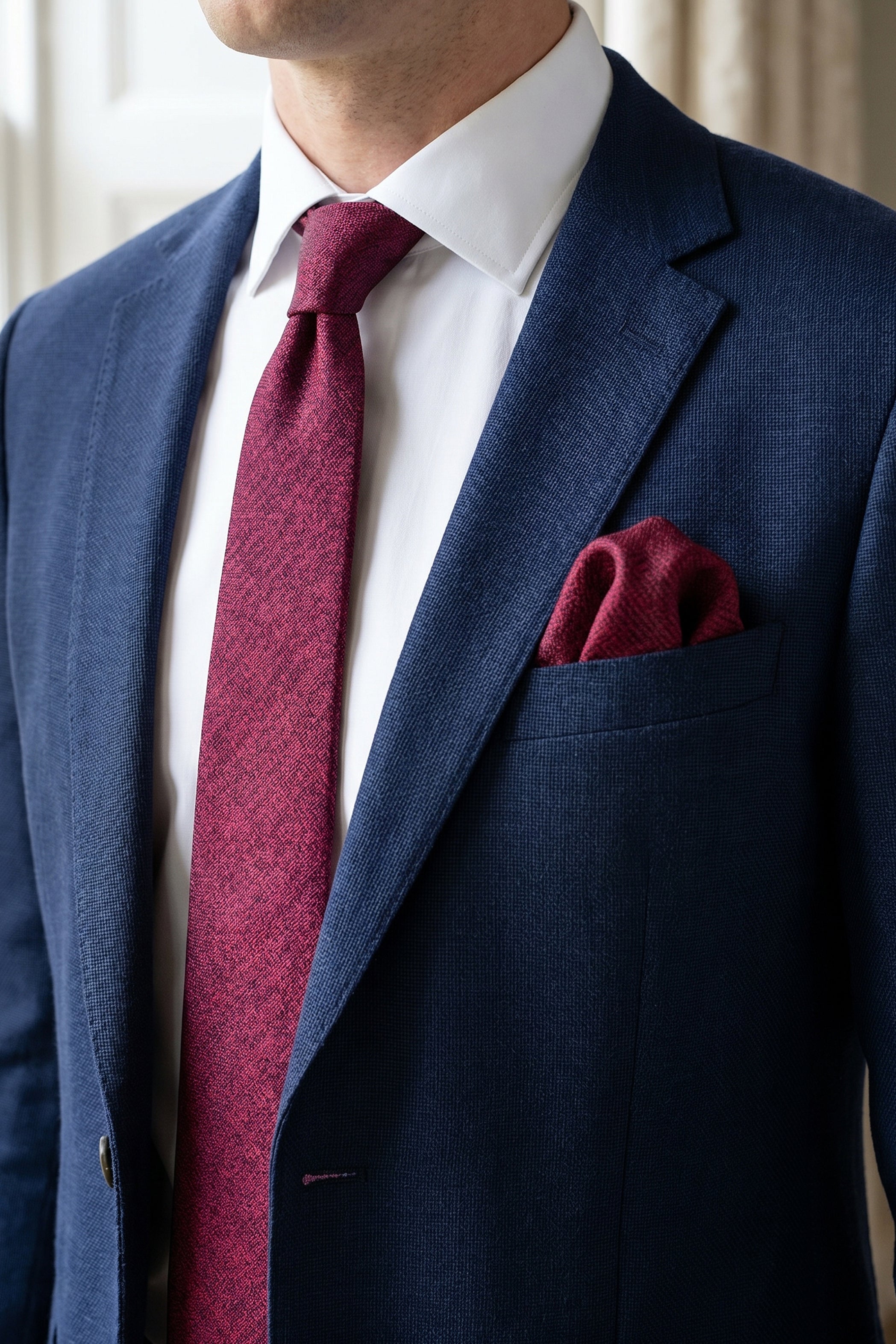 Black Structured Tie with Burgundy Accents – 2 Pieces