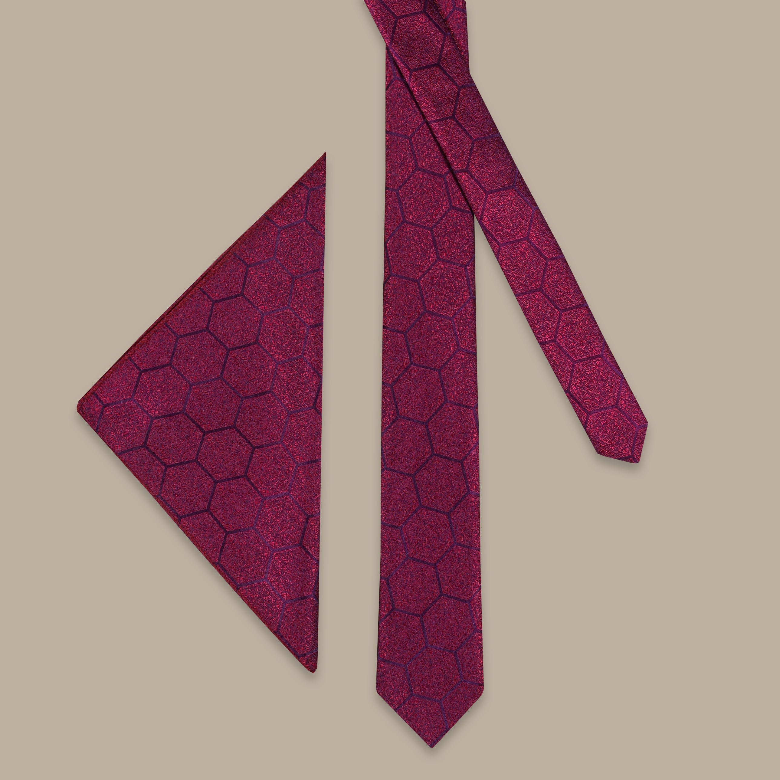 Purple Hexagon Pattern Tie – 2 Pieces
