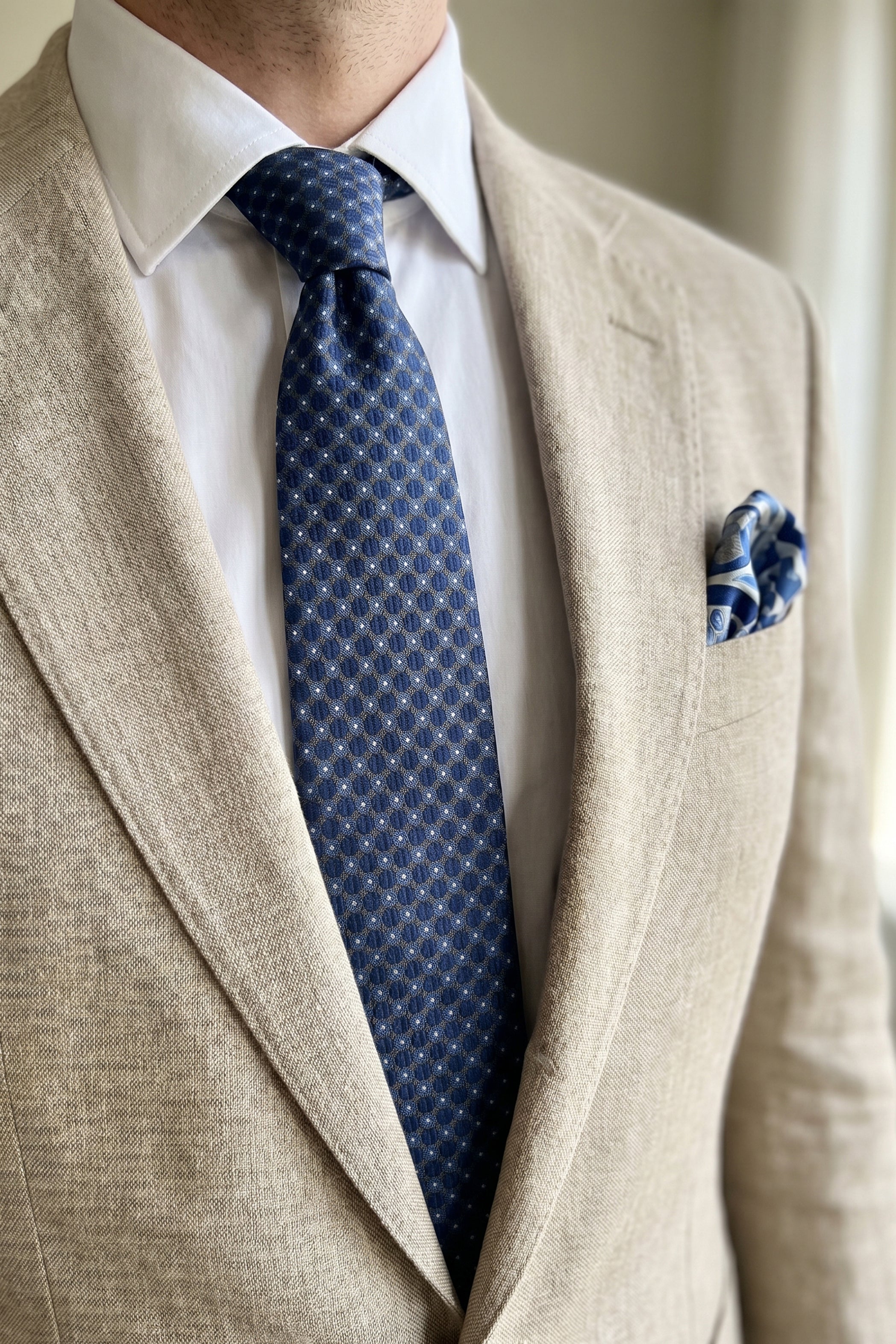 Tie Pin 5 Dot Geometric Navy Blue