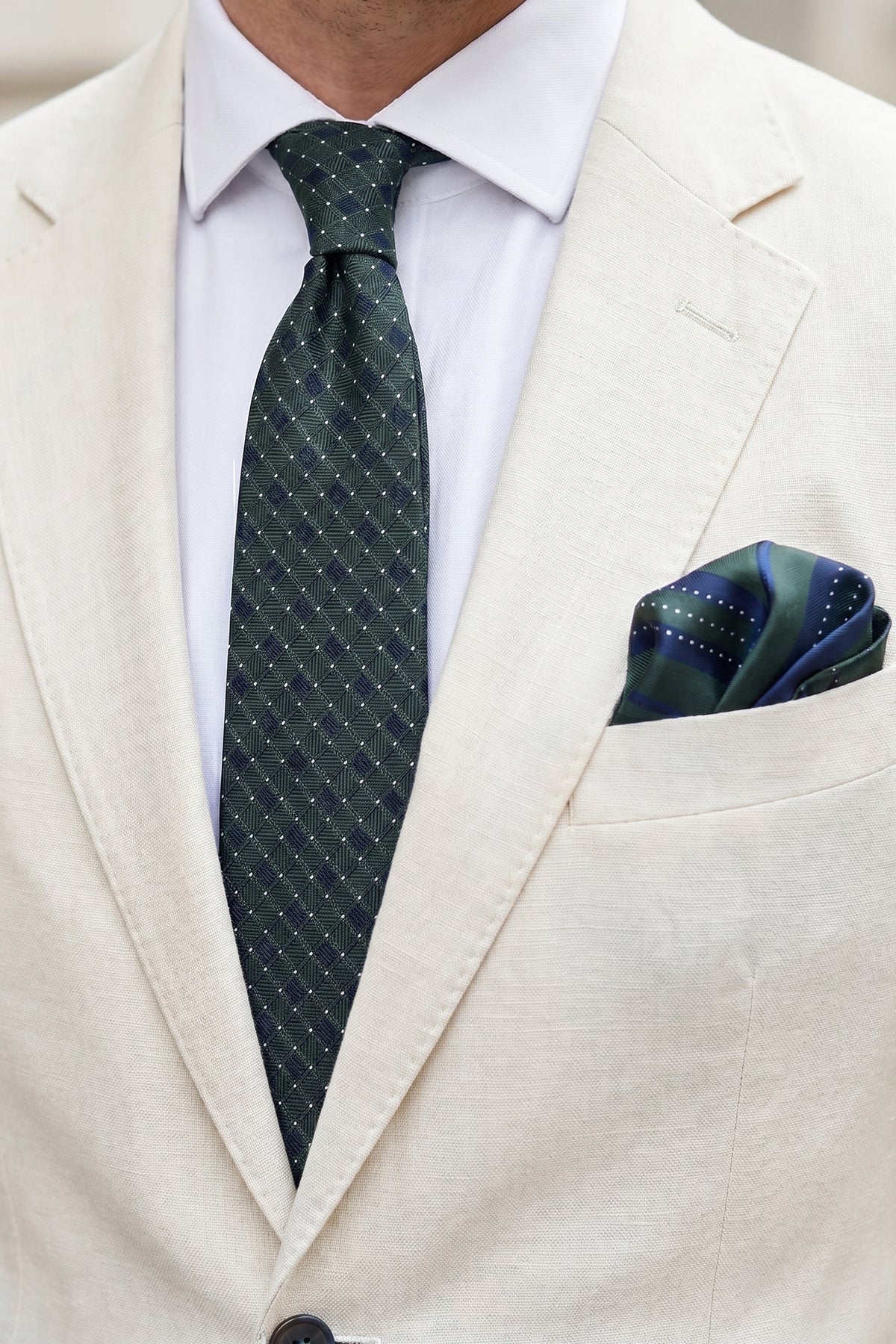 Geometric Lattice: Olive Printed Tie