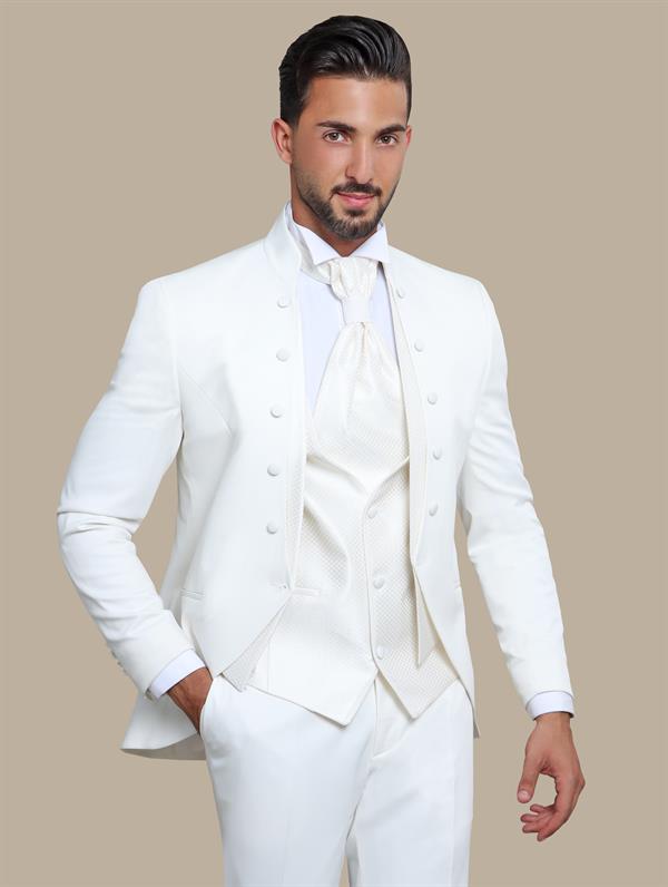 White 4-Piece Mao Collar Tuxedo