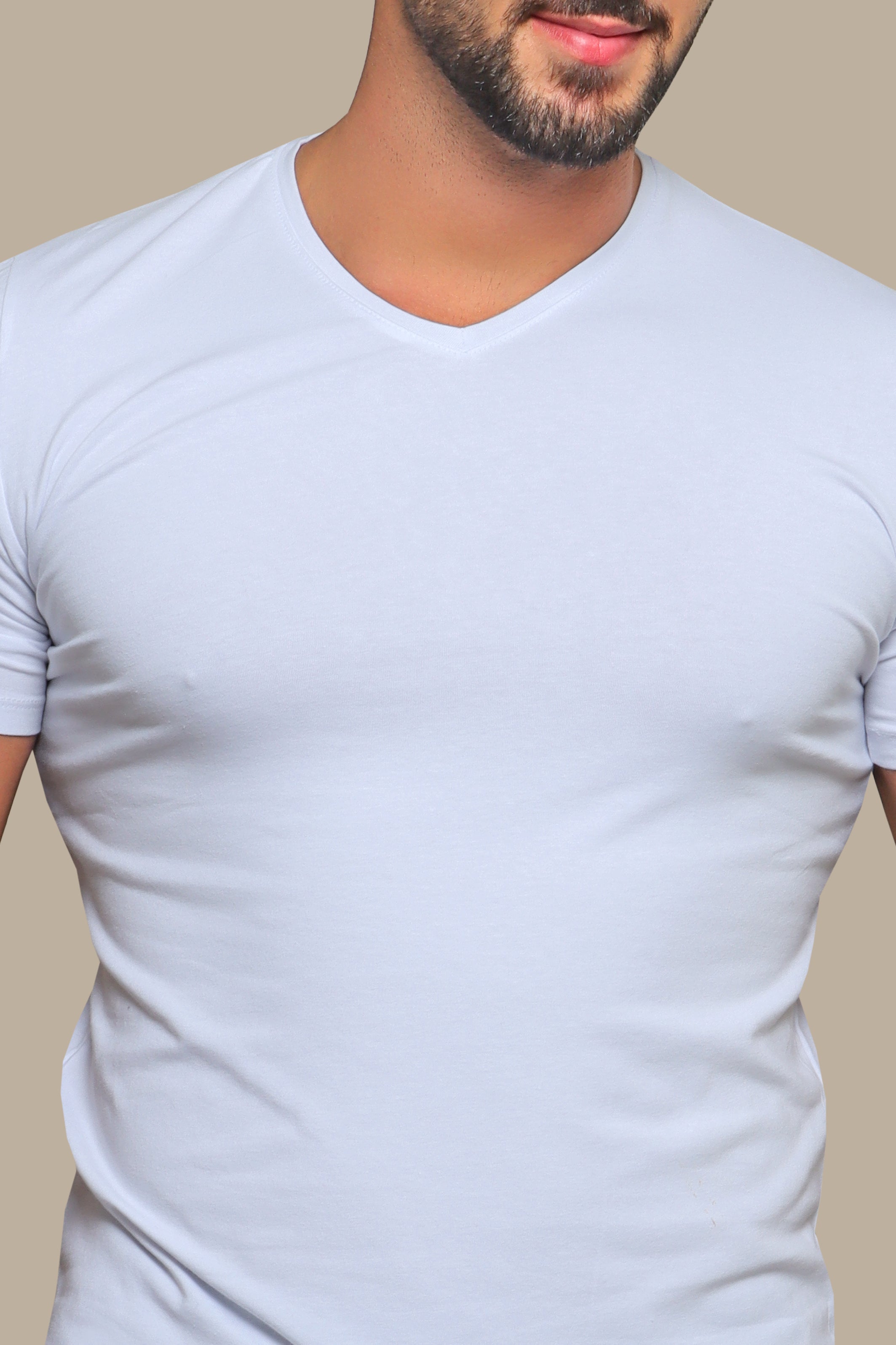 White Basic V-Neck T-Shirt