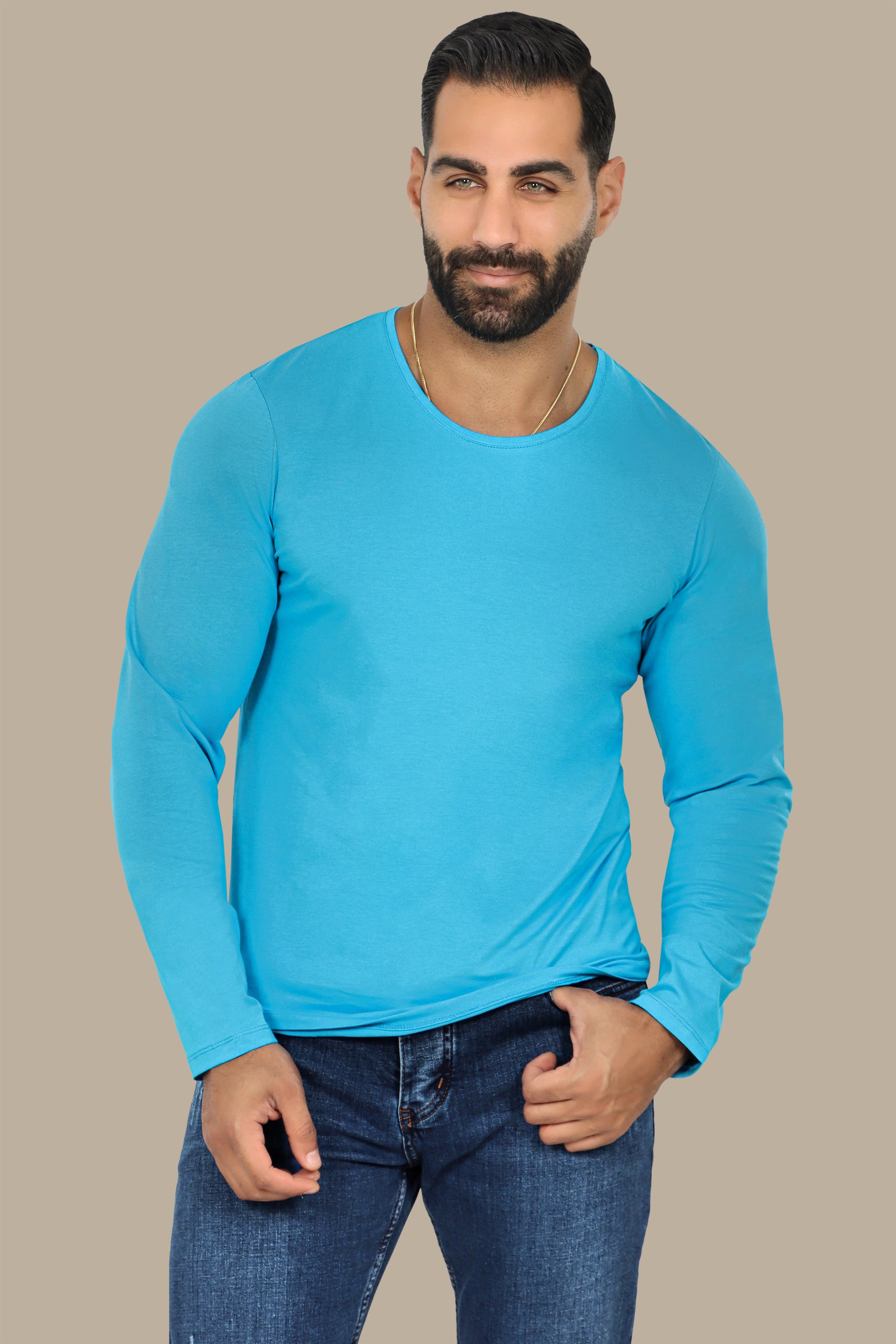 Turquoise Basic Long Sleeve Top