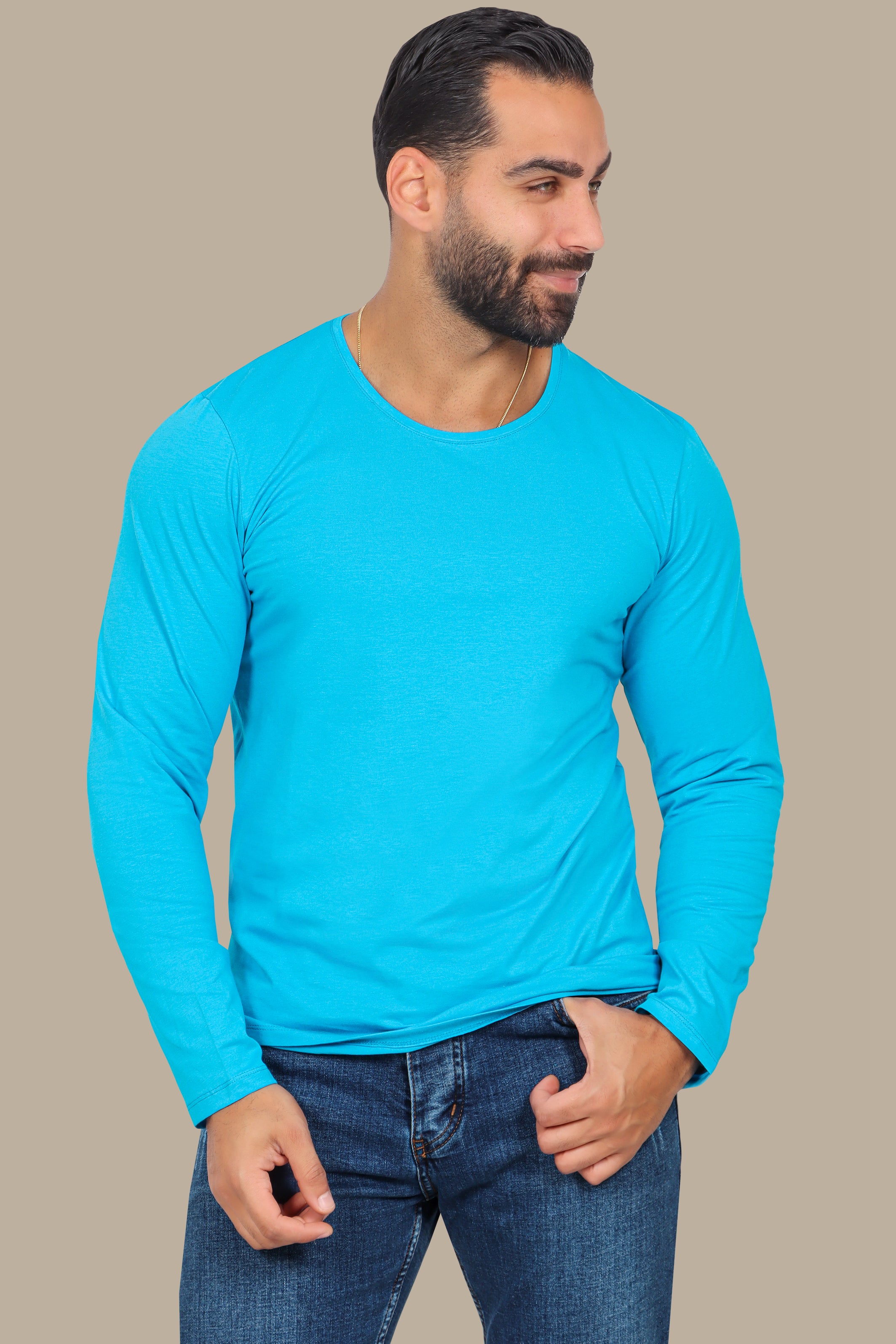 Turquoise Basic Long Sleeve Top