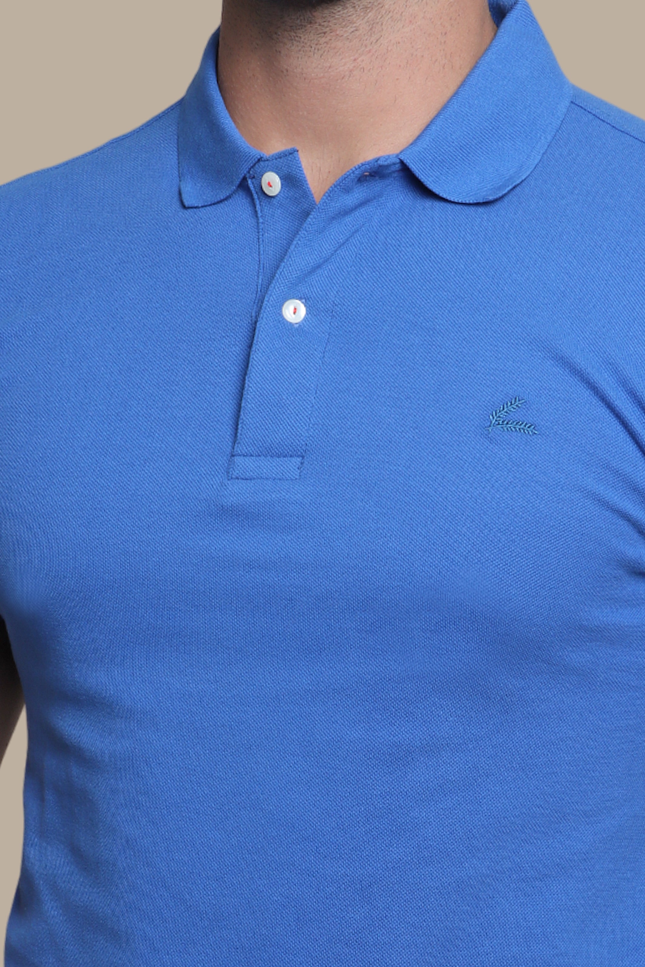 Blue Basic Piquet Polo