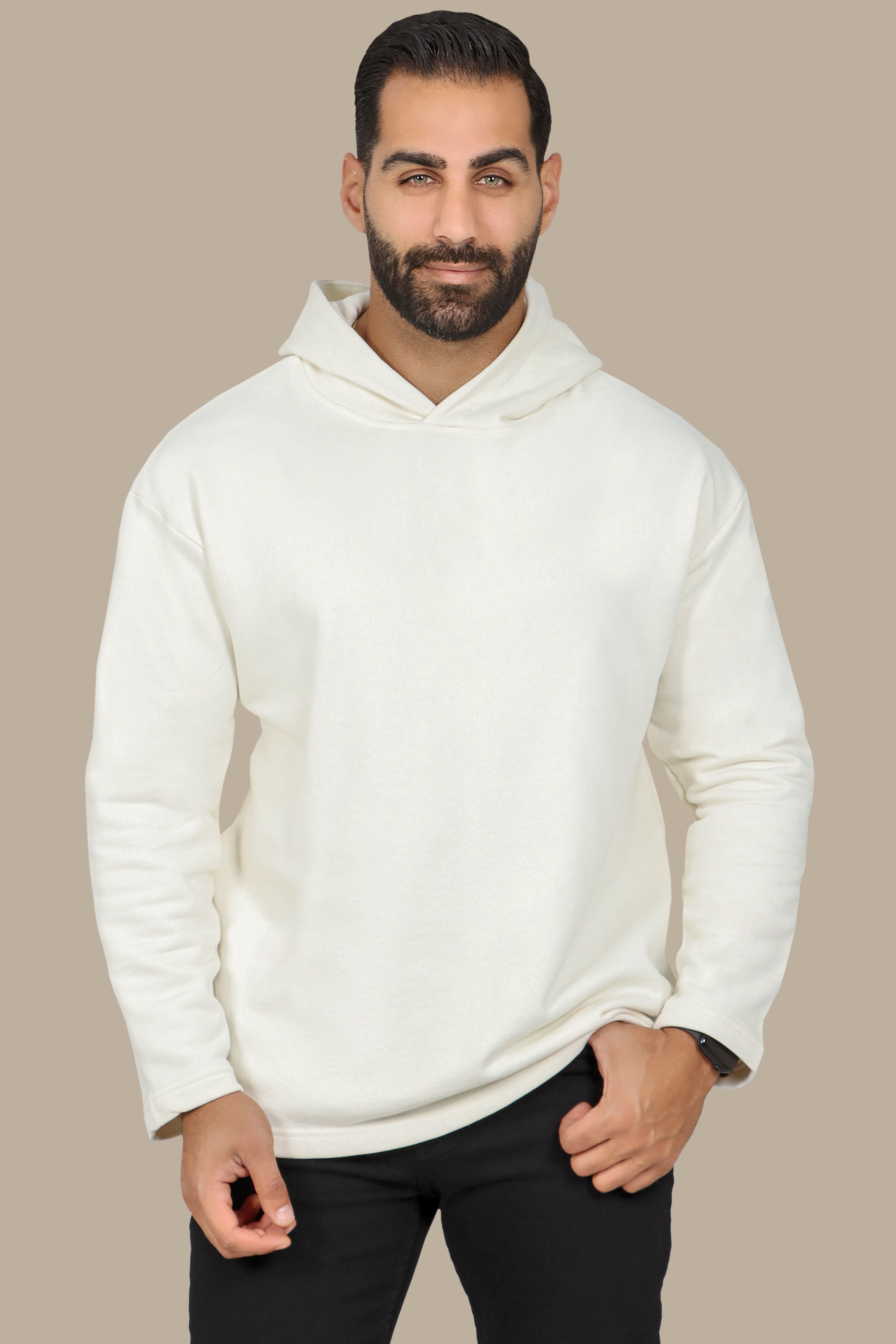 Basic Hooded Sweatshirt in Off White