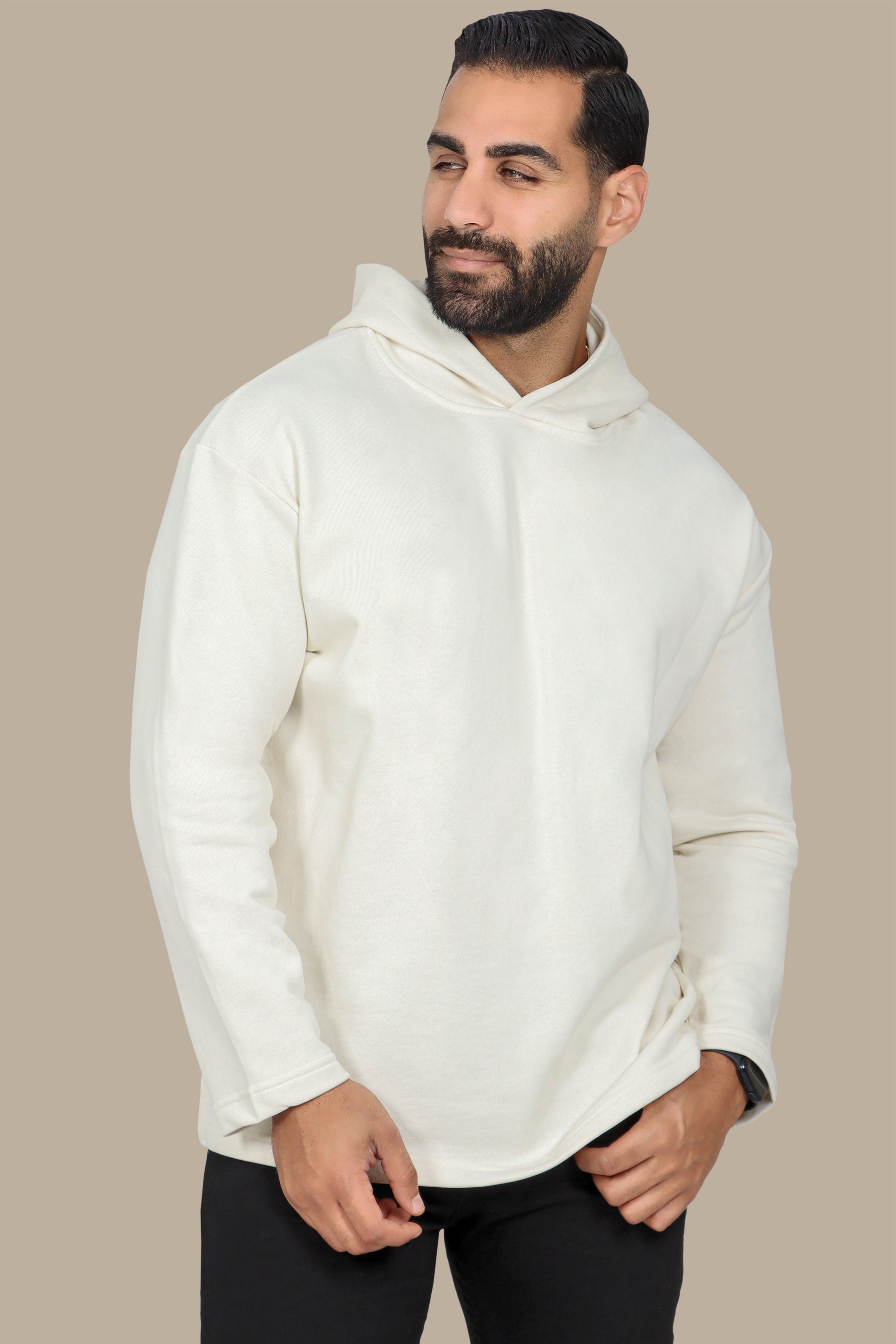 Basic Hooded Sweatshirt in Off White