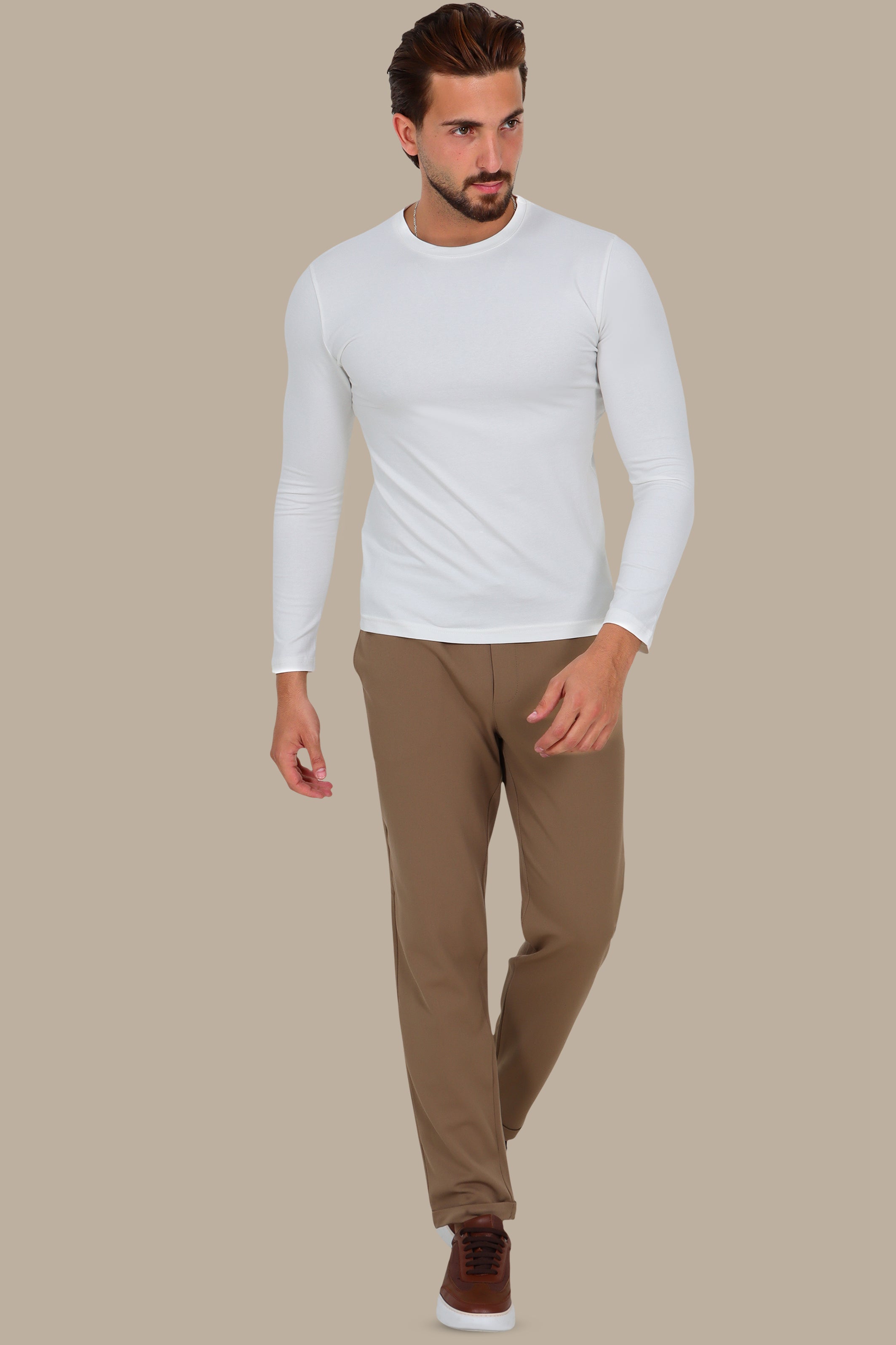 White Basic Long Sleeve Top