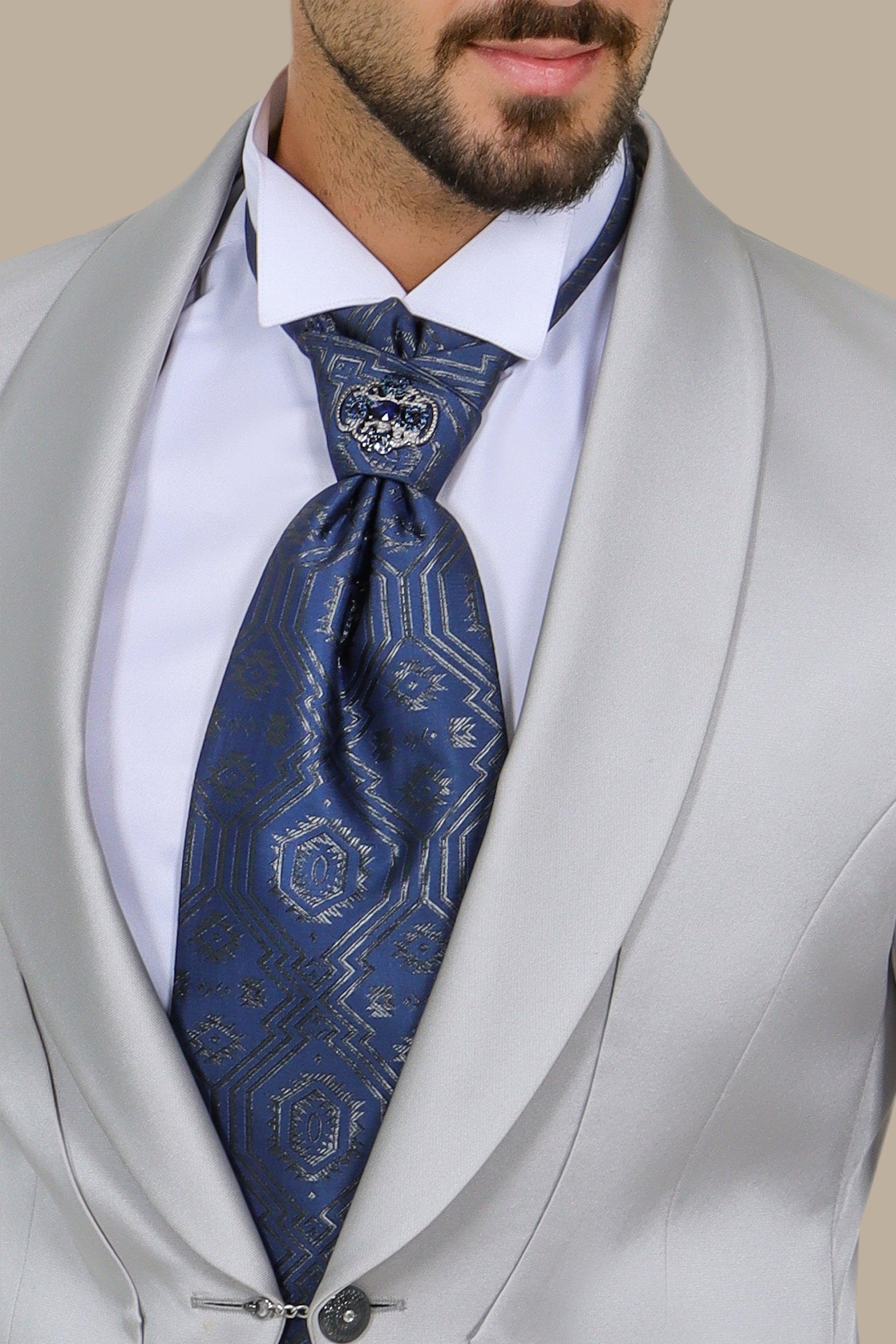 Timeless Sophistication: Silver 6-Button Shawl Collar Tuxedo
