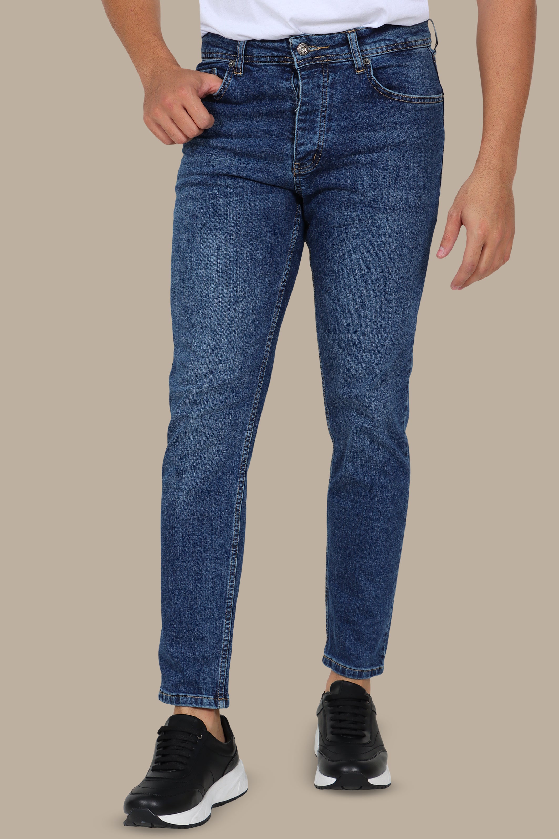 Navy Tie-Dye Semi-Regular Jeans