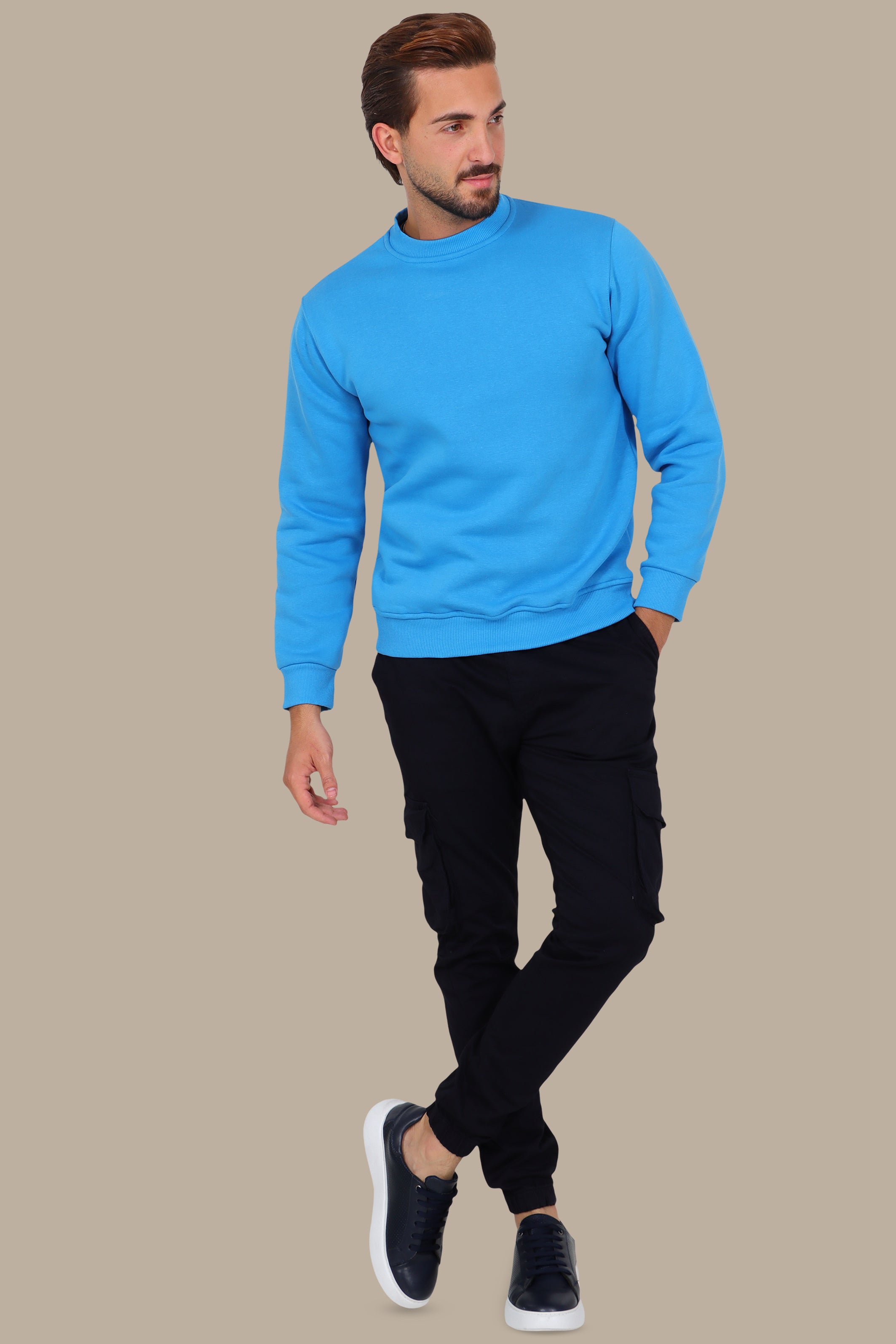 Blue Oversized Basic Sweatshirt
