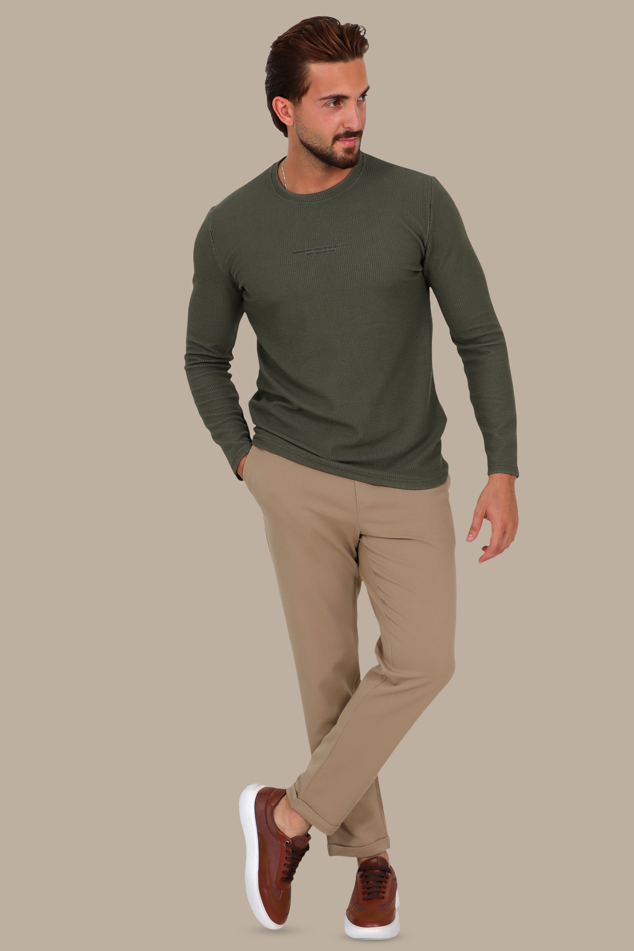 Olive “Who Checks” Ribbed Long Sleeve